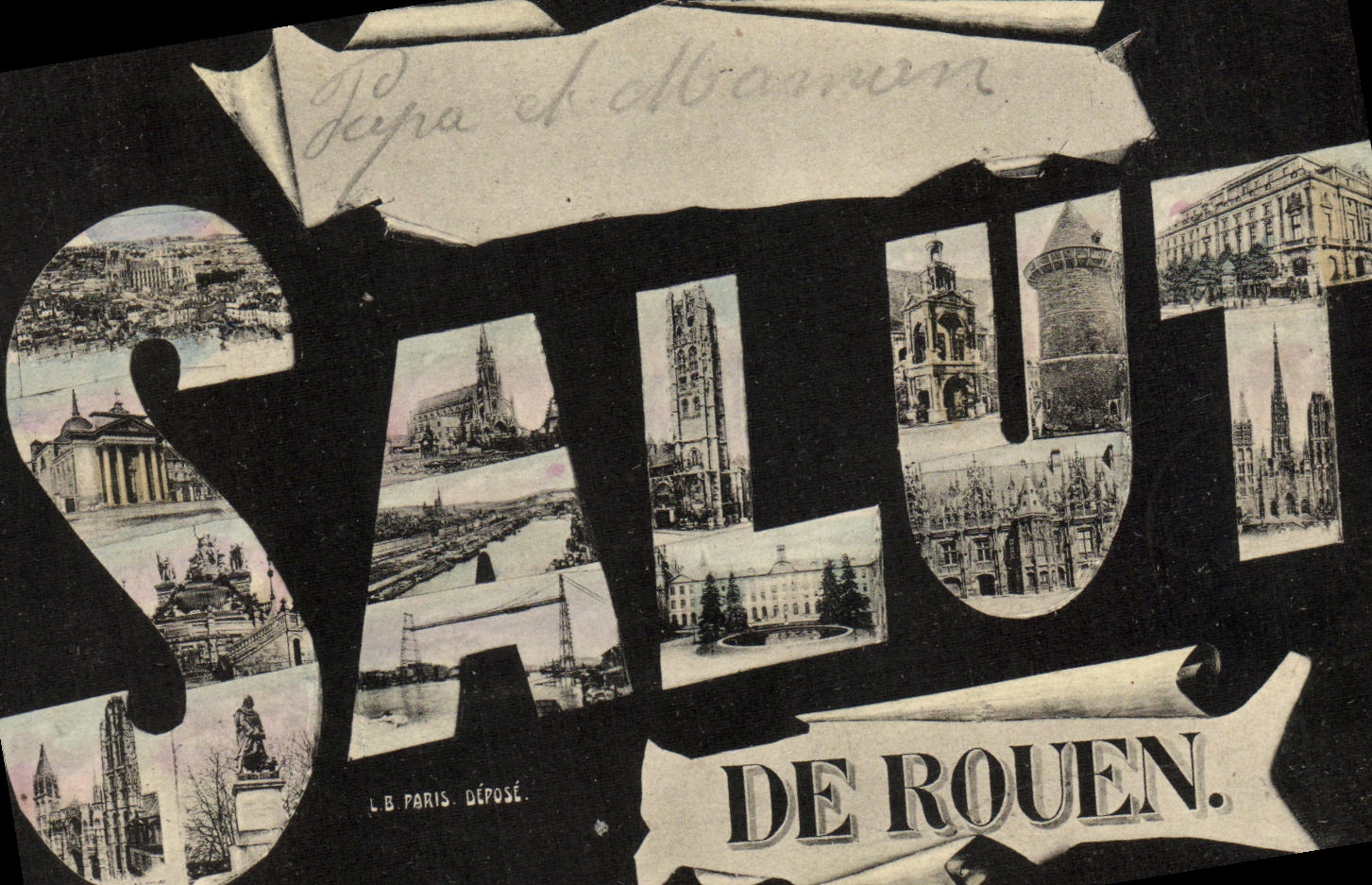 VINTAGE POSTCARD Hello of Rouen