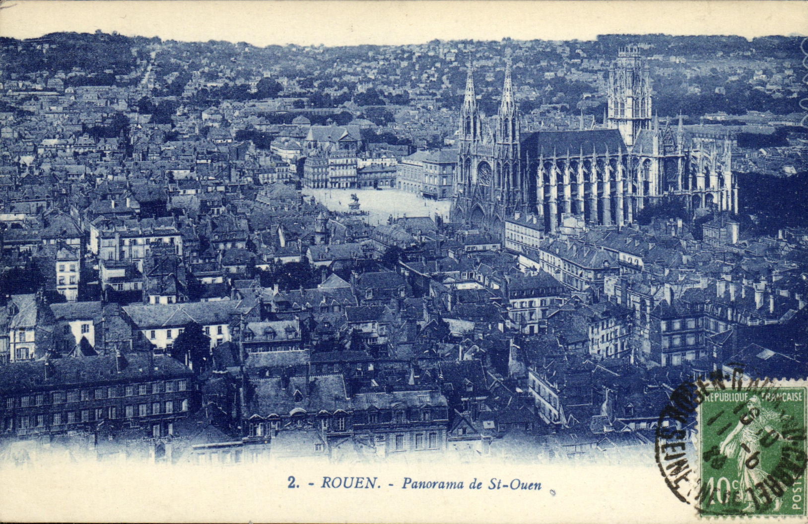 VINTAGE POSTCARD Rouen Panorama of St Ouen