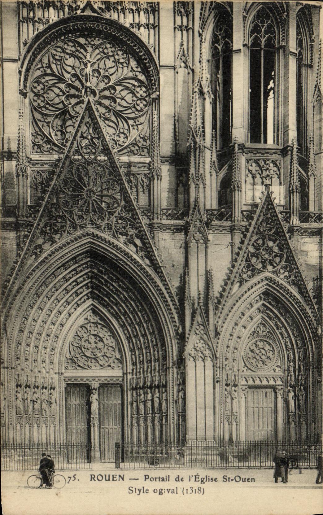 VINTAGE POSTCARD Rouen Gate of L Church St Ouen ogival Style