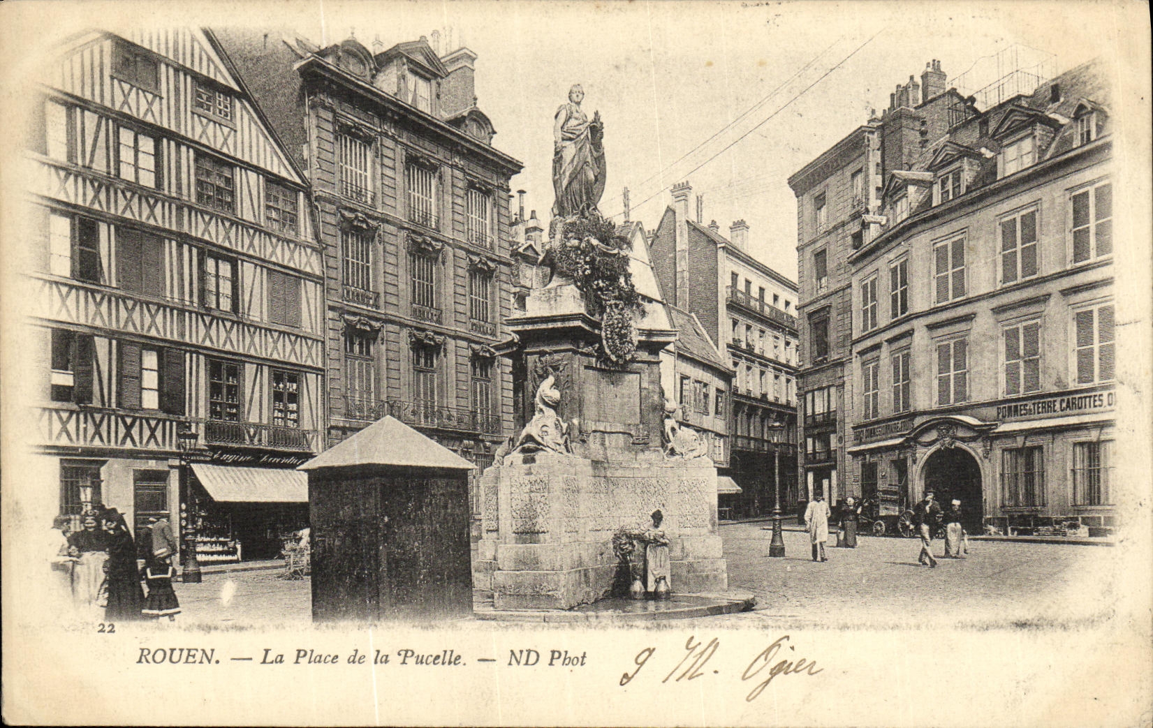 VINTAGE POSTCARD Rouen the Place of the Virgin Jeanne D Arc