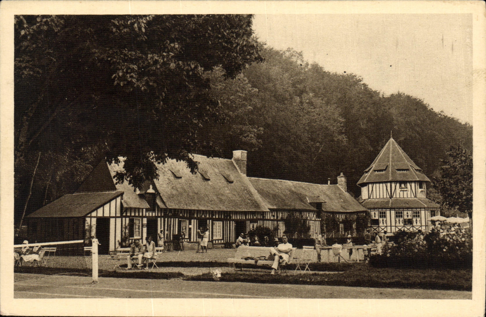VINTAGE POSTCARD Holy Valery in Caux Valeriquais Stage Cloakrooms and the Bar Tennis