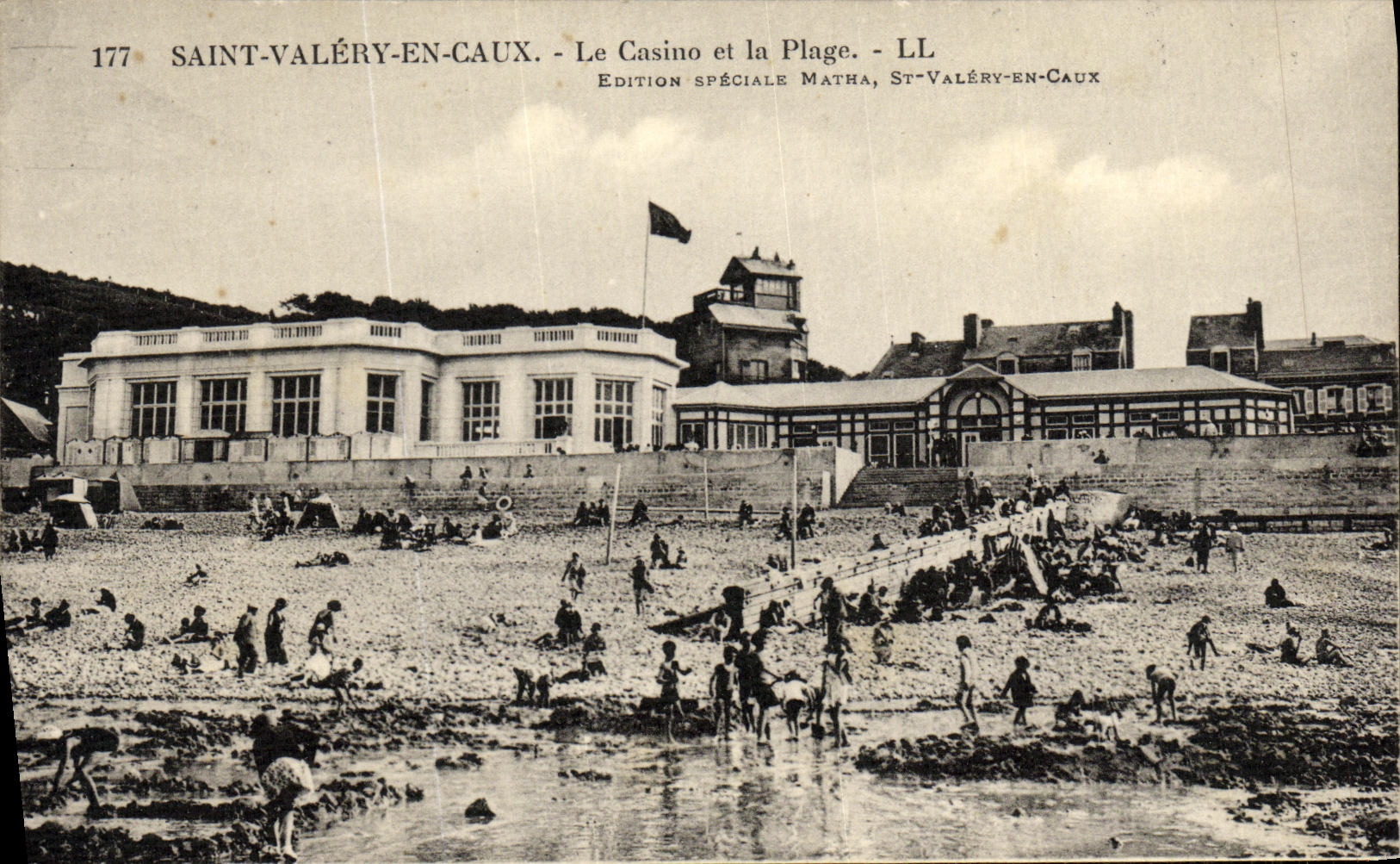 VINTAGE POSTCARD Holy Valery in Caux the Casino and the Beach