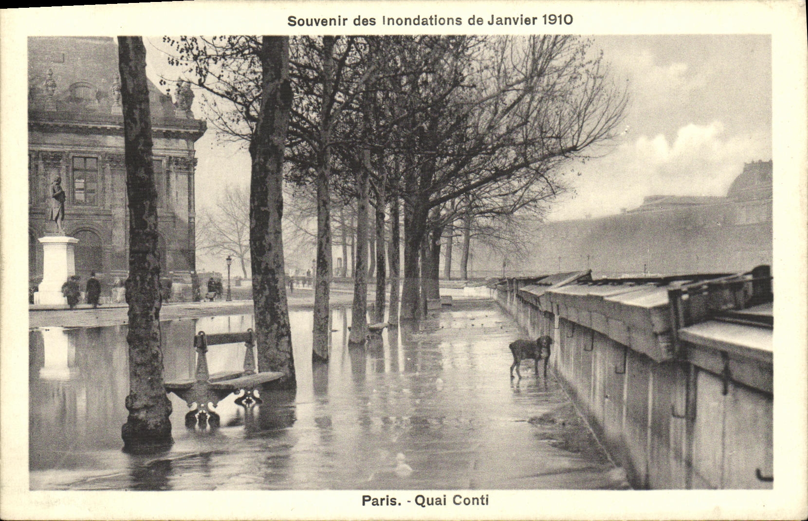 VINTAGE POSTCARD To remember of the Floods of January 1910 Paris Conti Quay