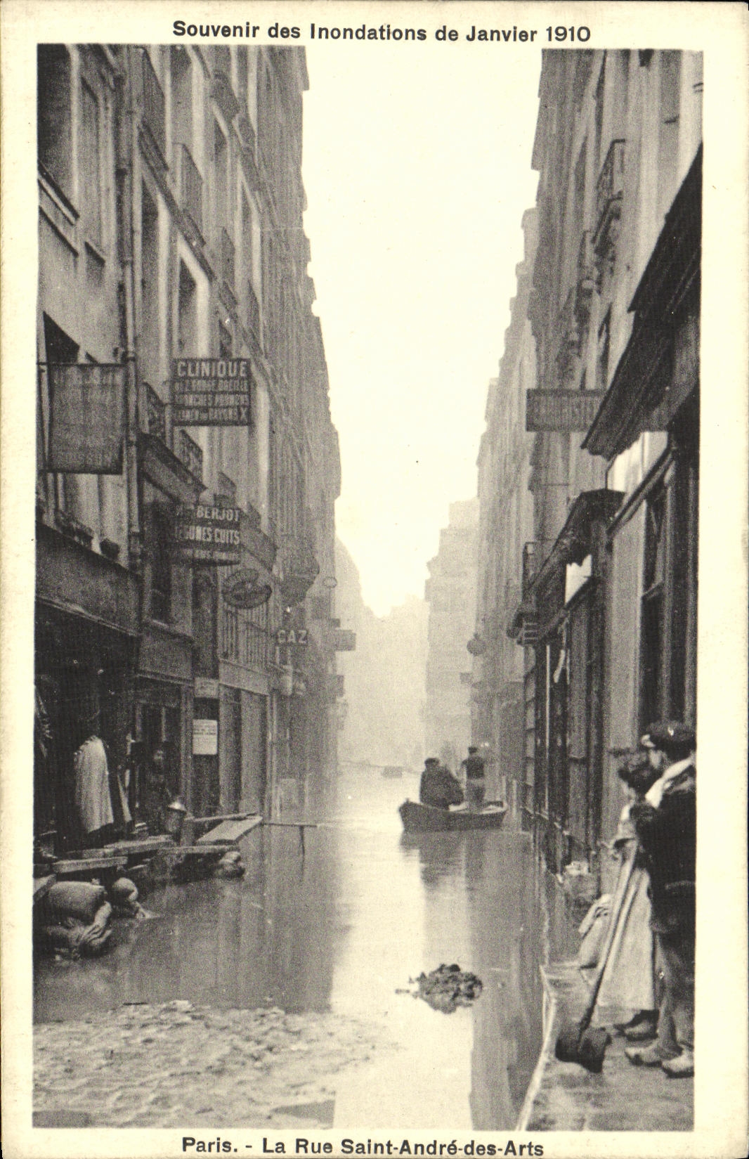VINTAGE POSTCARD To remember of the Floods of Paris January 1910 the Street Holy Andre of Arts
