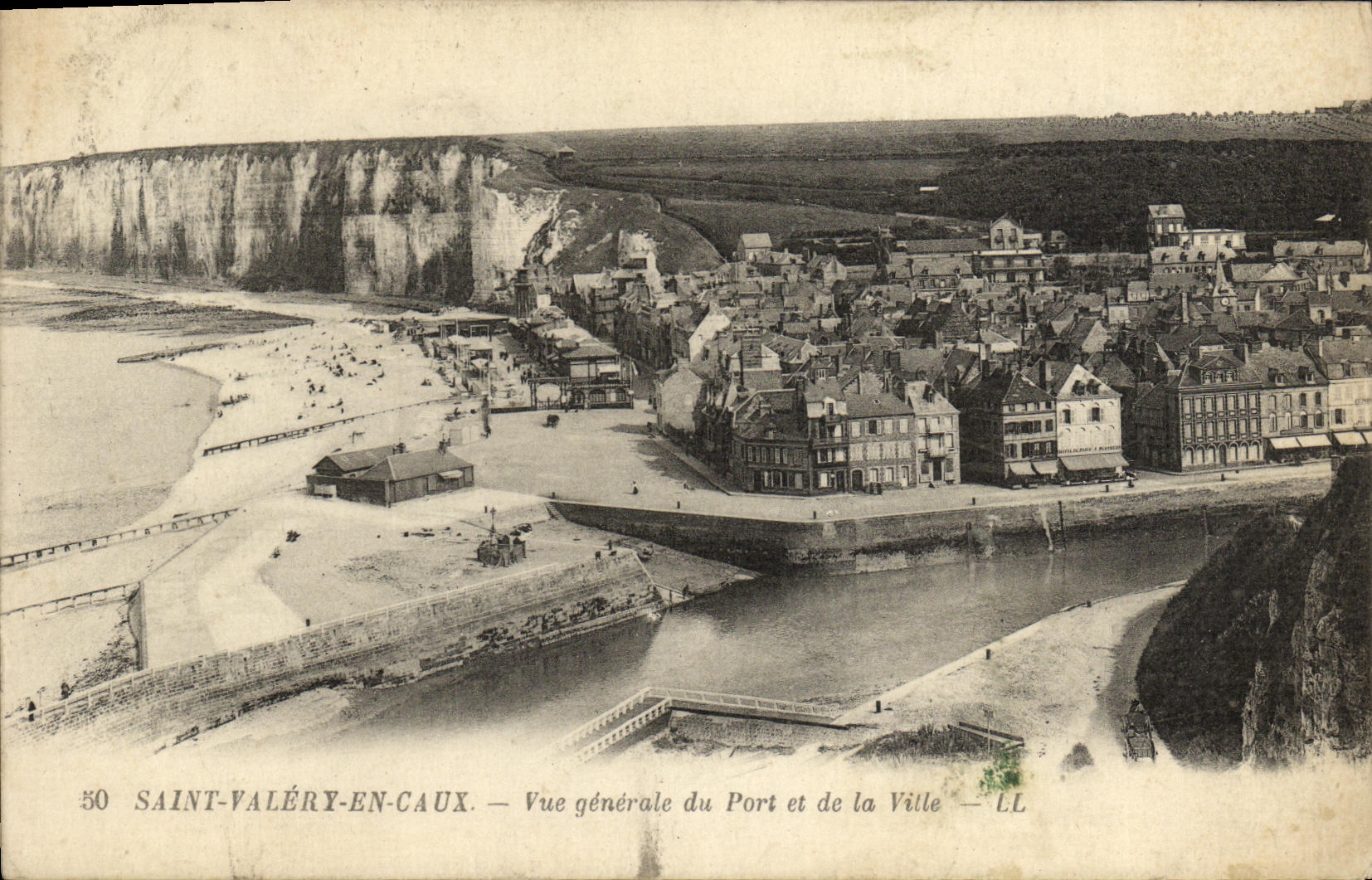 VINTAGE POSTCARD Holy Valery in Caux View of the Port and the City
