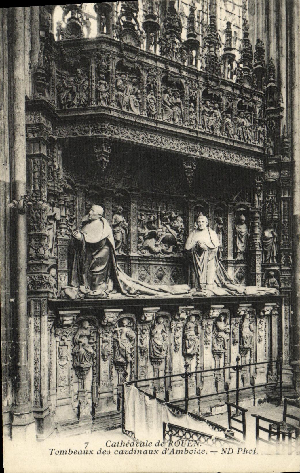 VINTAGE POSTCARD Cathedral of Rouen Tombs of the cardinals D Amboise