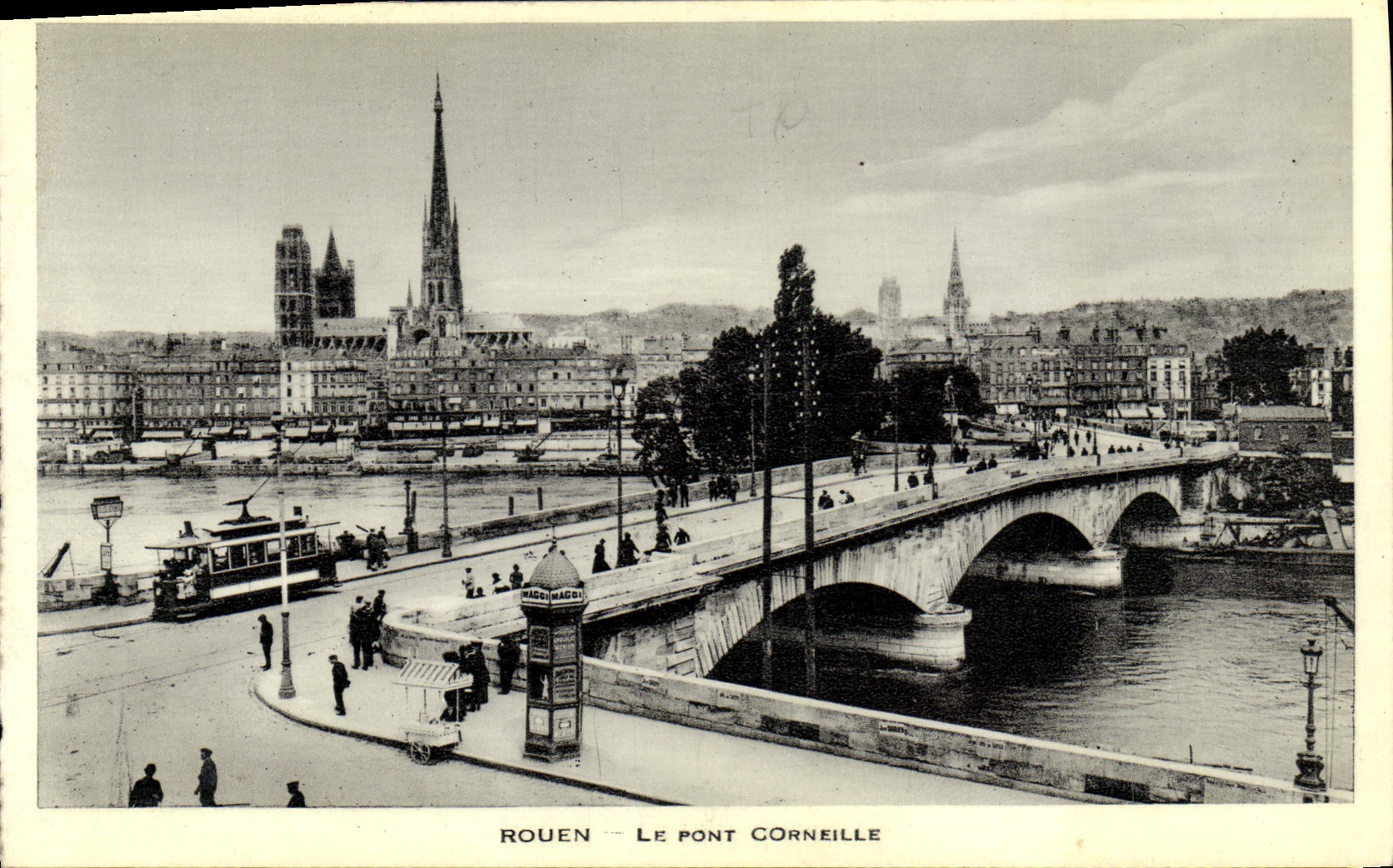 VINTAGE POSTCARD Rouen the Bridge Crow
