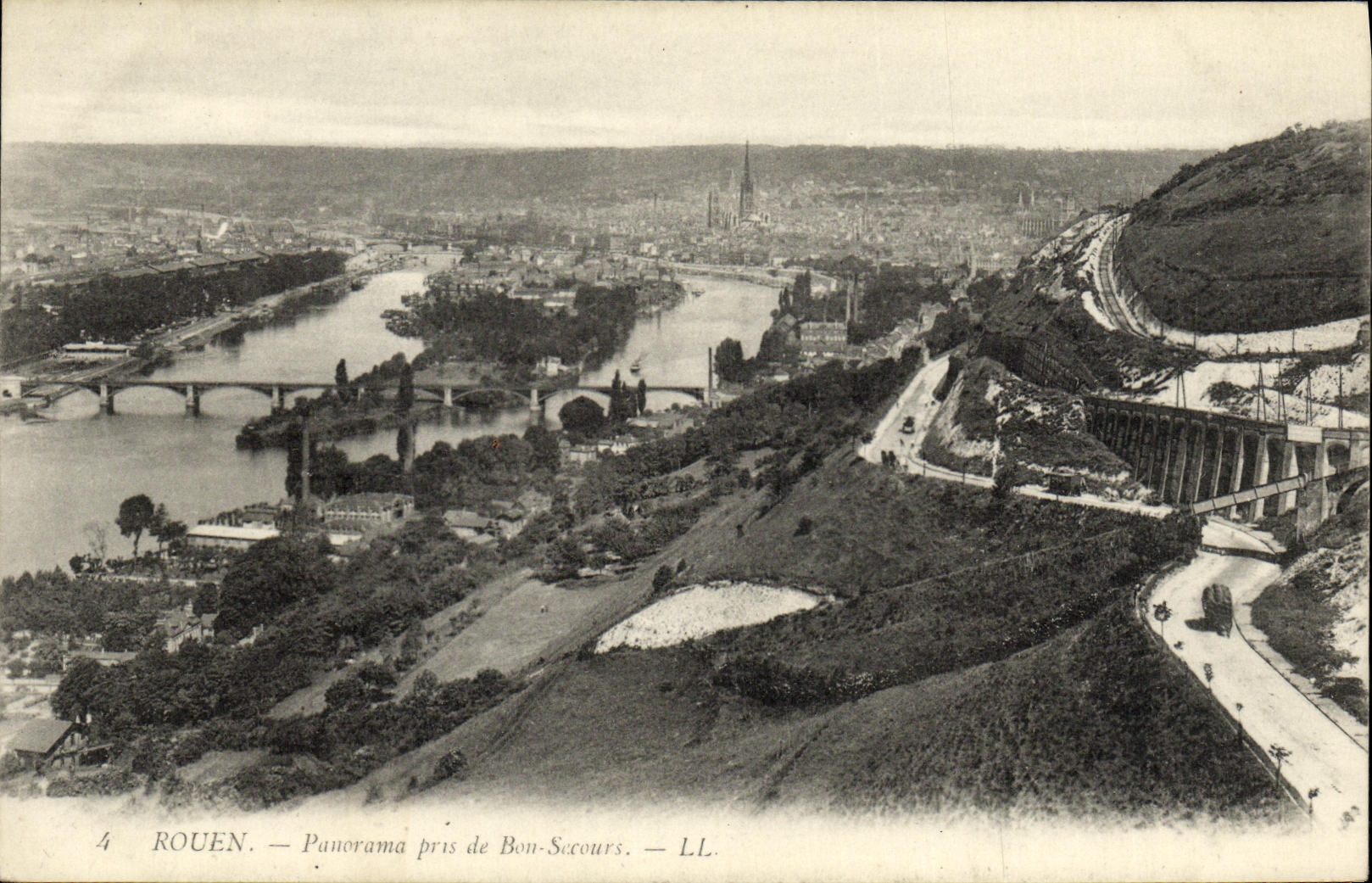VINTAGE POSTCARD Rouen Panorama close to Good Help