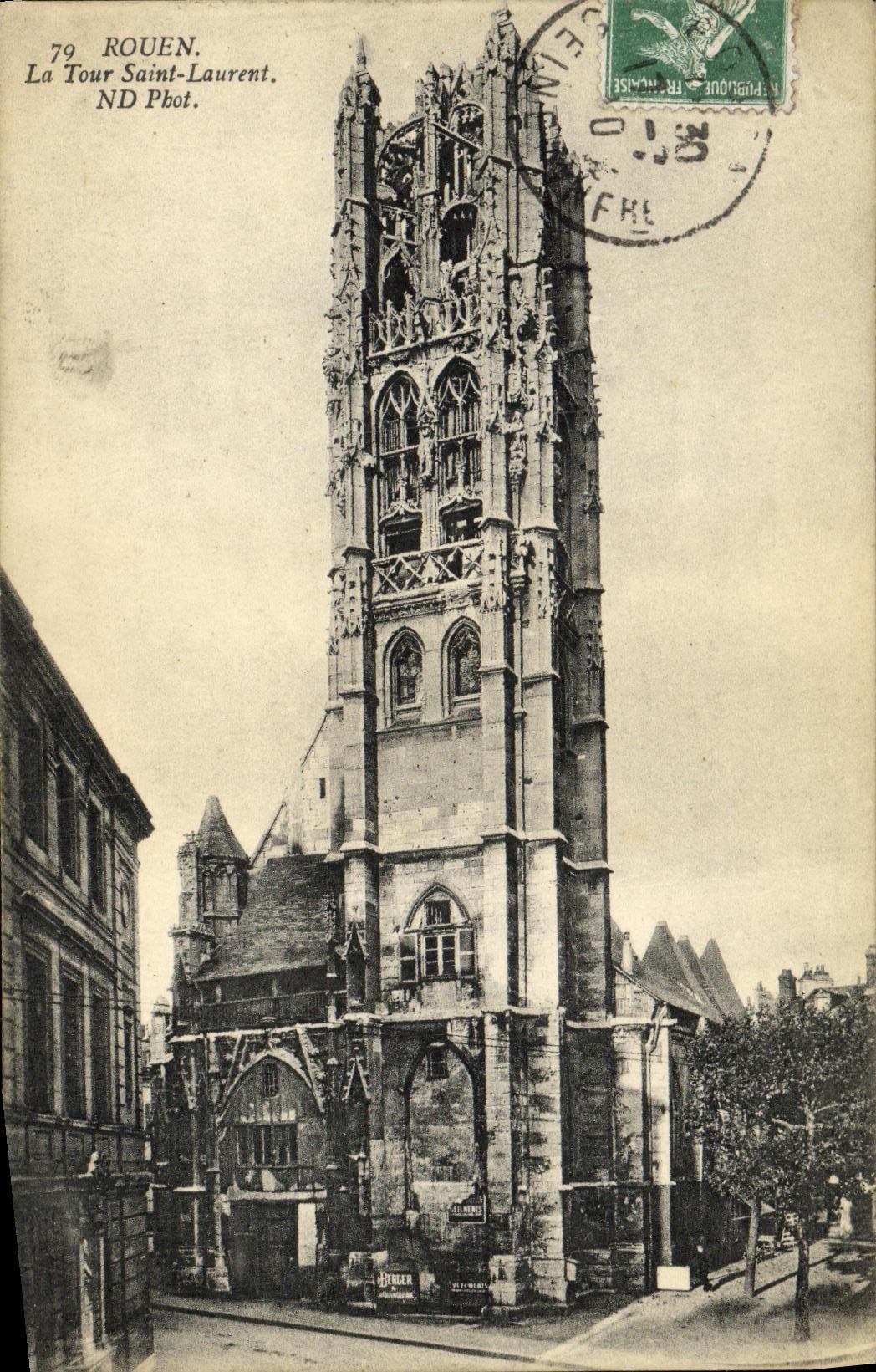VINTAGE POSTCARD Rouen the Saint Laurent Tower