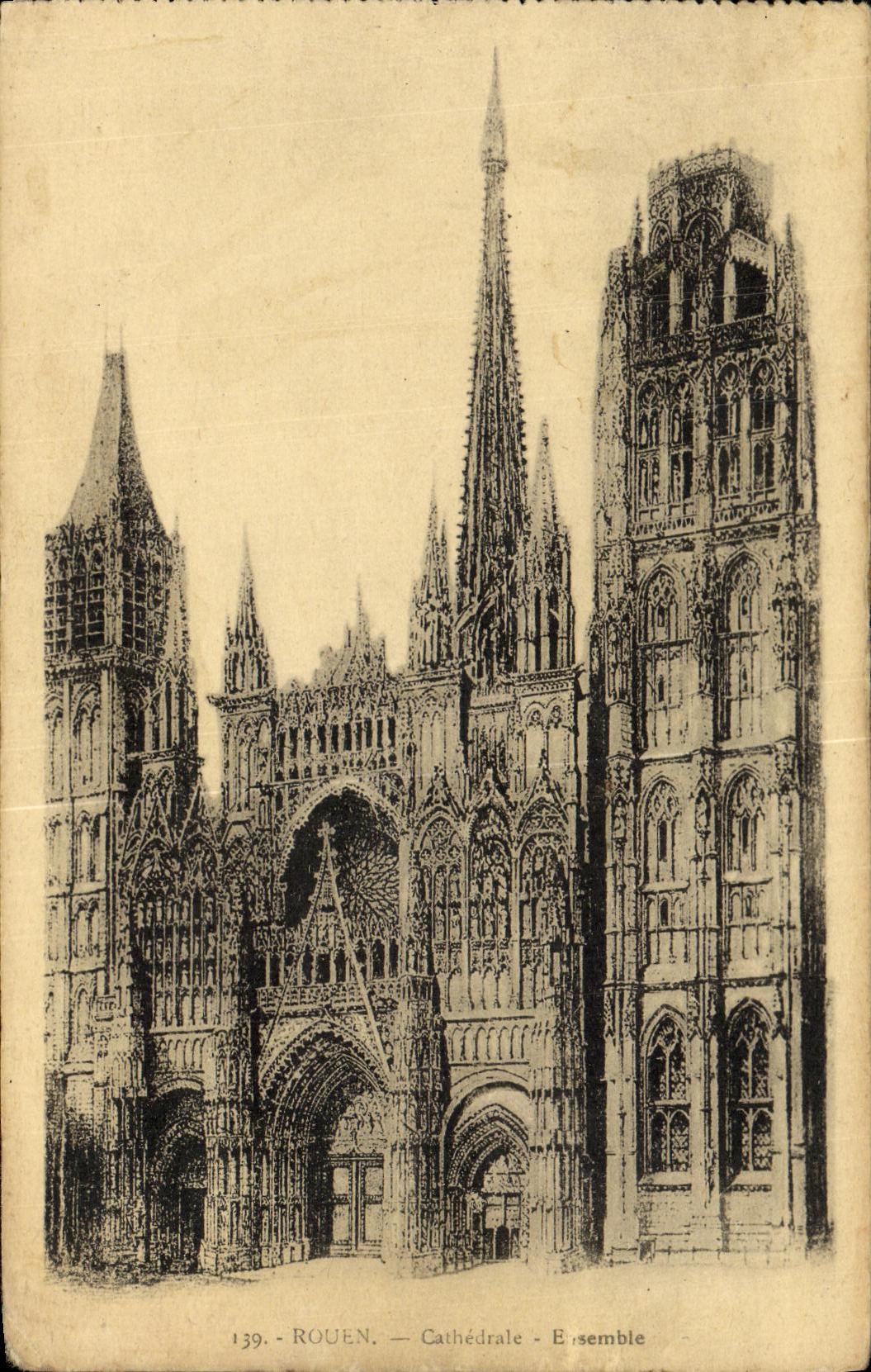 VINTAGE POSTCARD Rouen Cathedral D Together