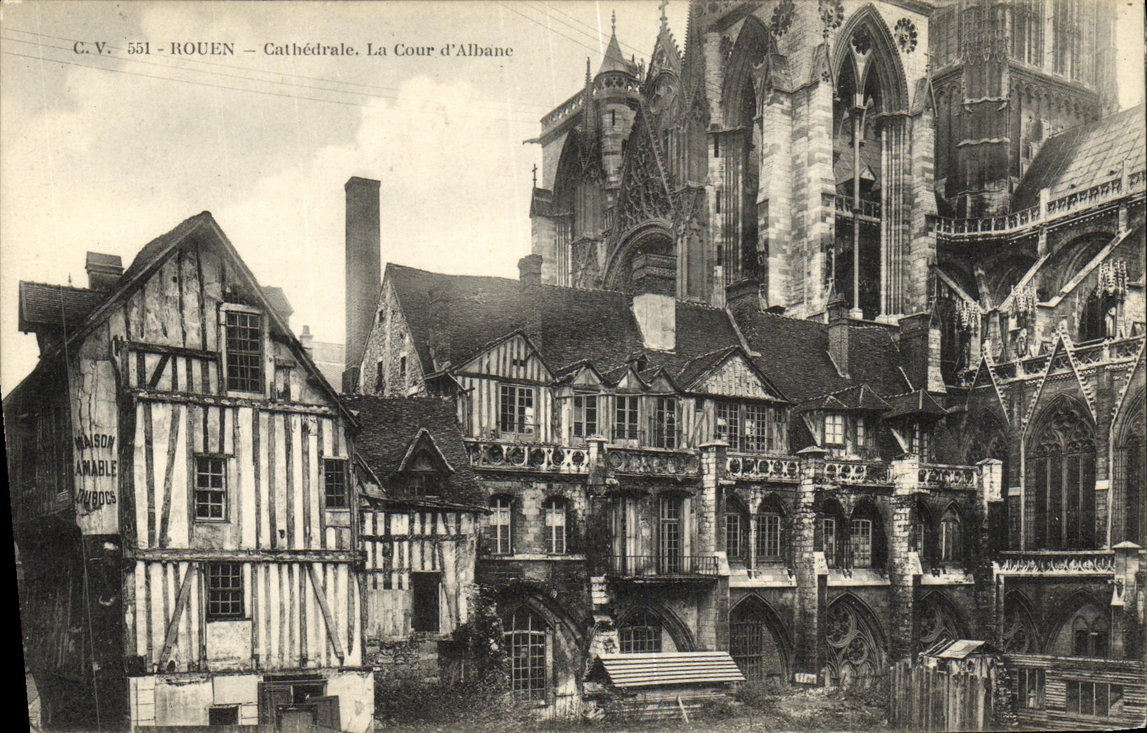 VINTAGE POSTCARD Rouen Cathedral the Court D Albane