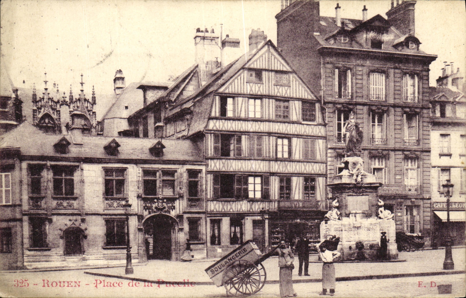 VINTAGE POSTCARD Rouen Places of the Virgin Cart Bakery