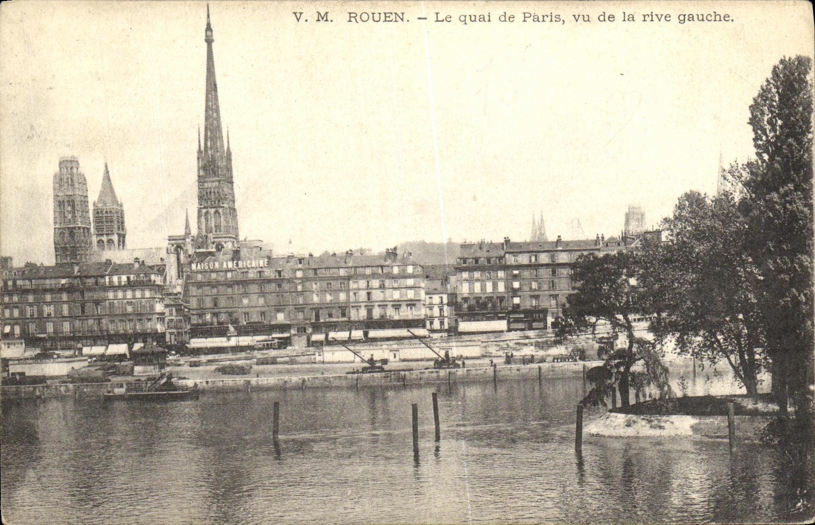 VINTAGE POSTCARD Rouen the quay of bets seen of left bank