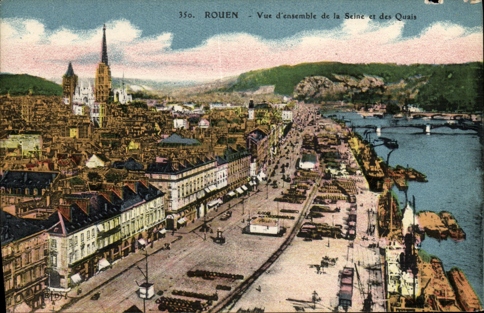 VINTAGE POSTCARD Rouen Seen D together of the Seine of the Quays
