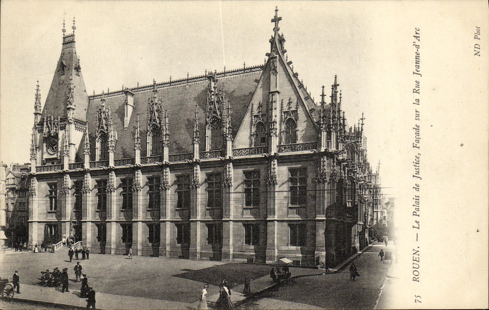 VINTAGE POSTCARD Rouen law courts Frontage on the Street Jeanne D Arc