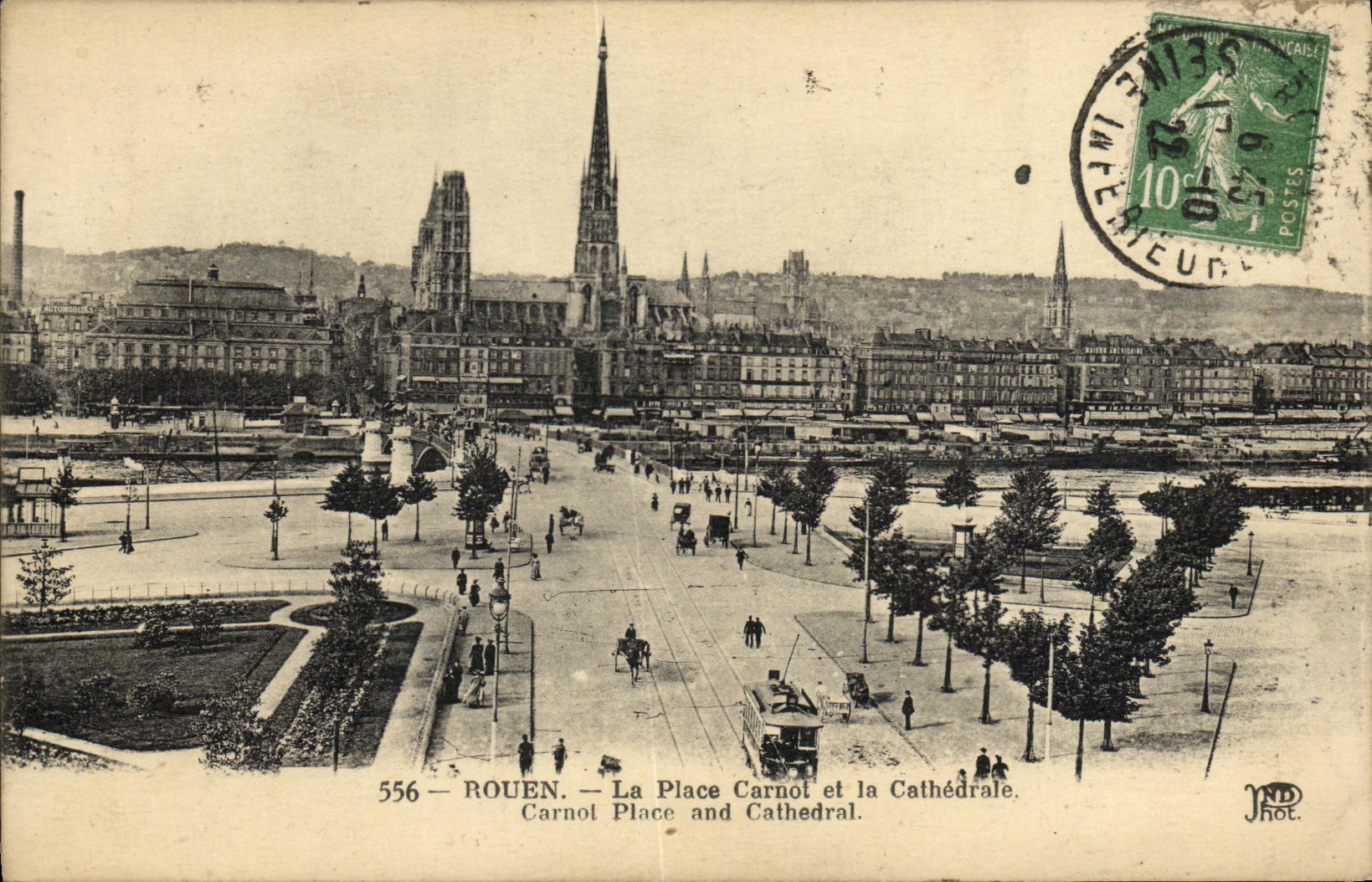 VINTAGE POSTCARD Rouen the Carnot Place and the Cathedral