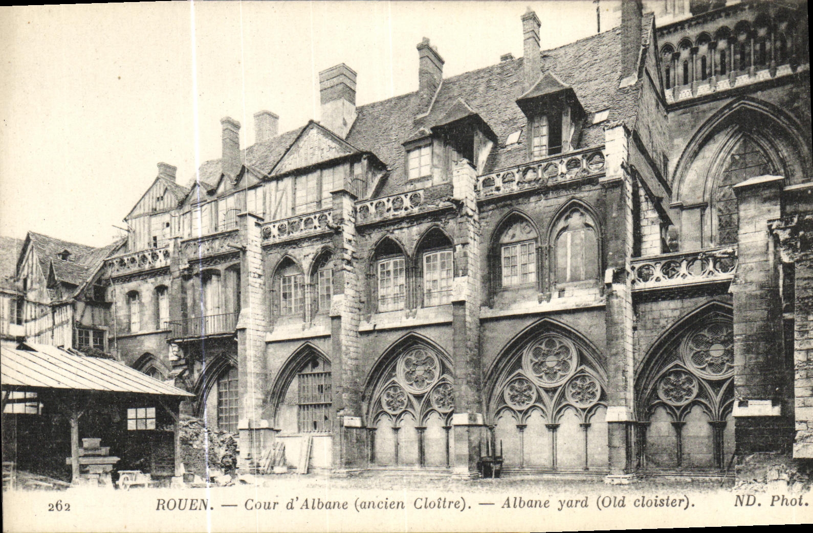 VINTAGE POSTCARD Rouen Court D Albane Old cloister