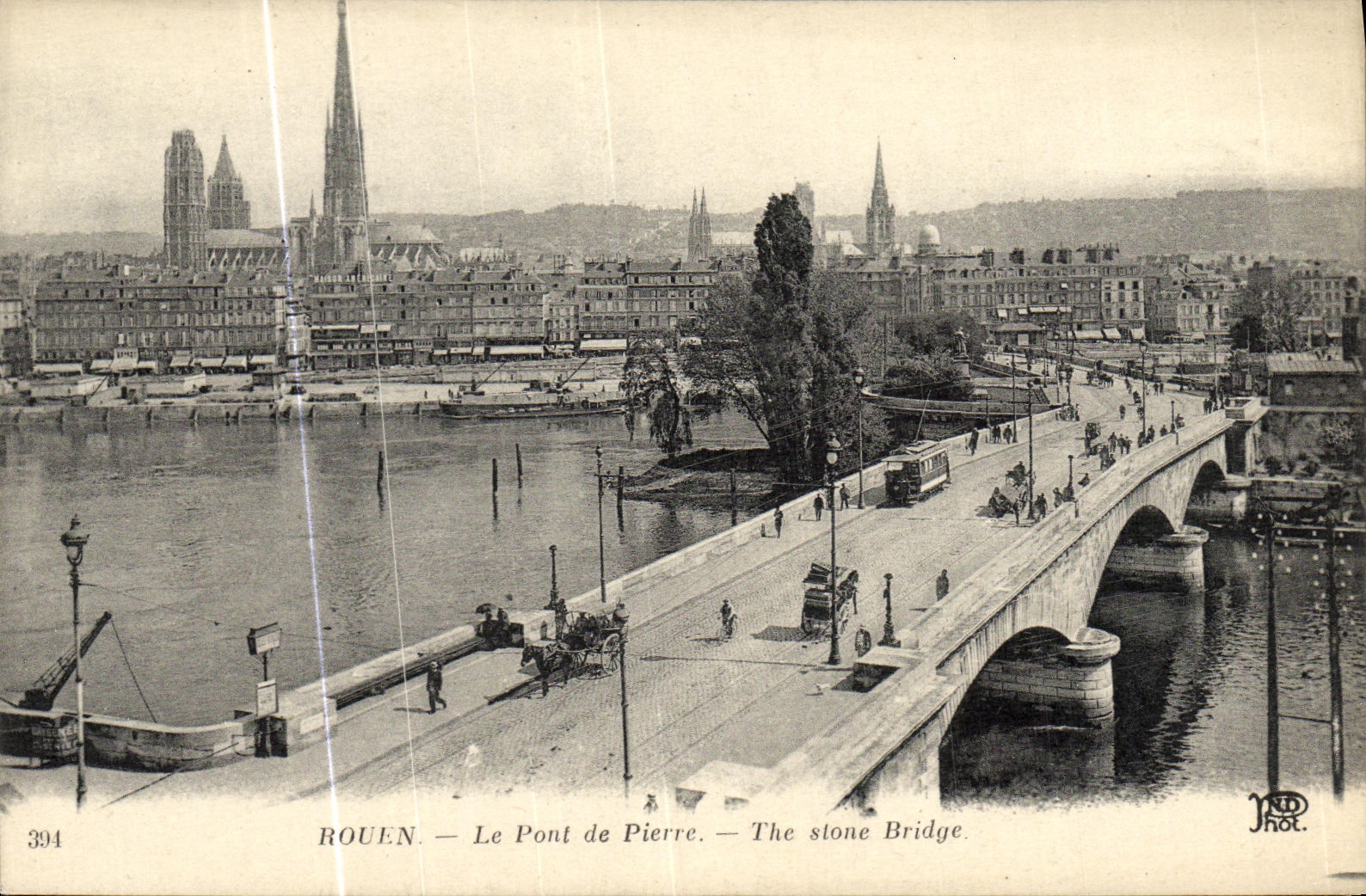 VINTAGE POSTCARD Rouen the Bridge of Pierre