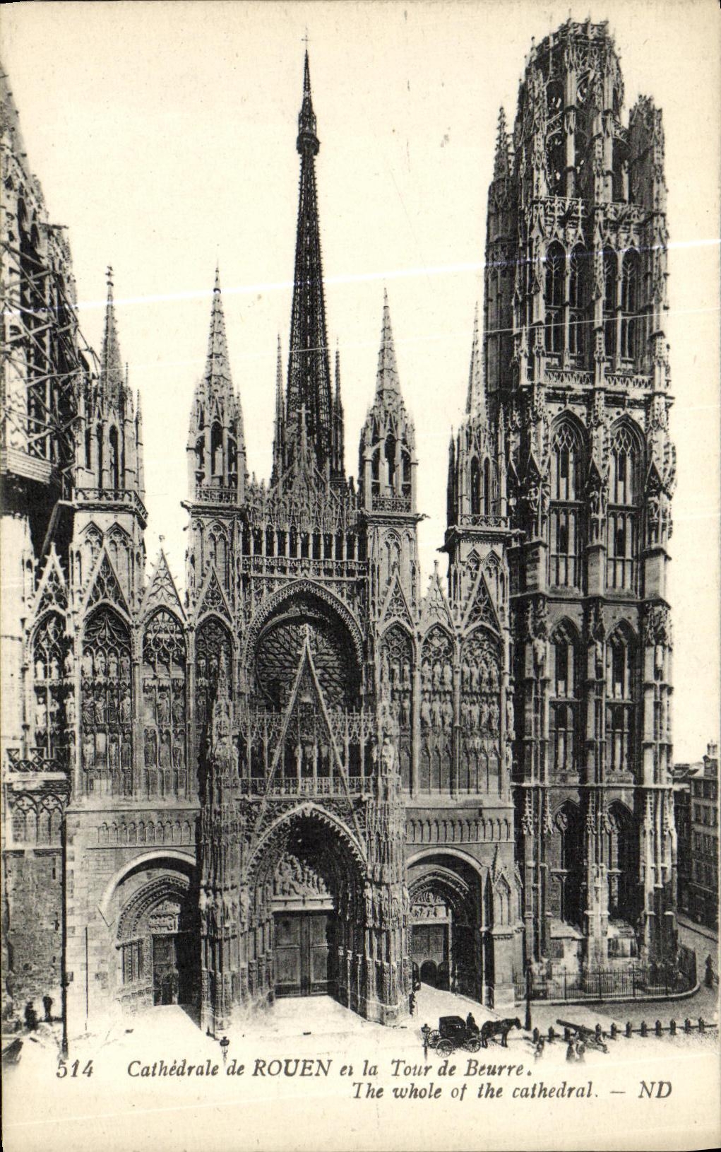 VINTAGE POSTCARD Cathedral of Rouen and the Tower of Butter