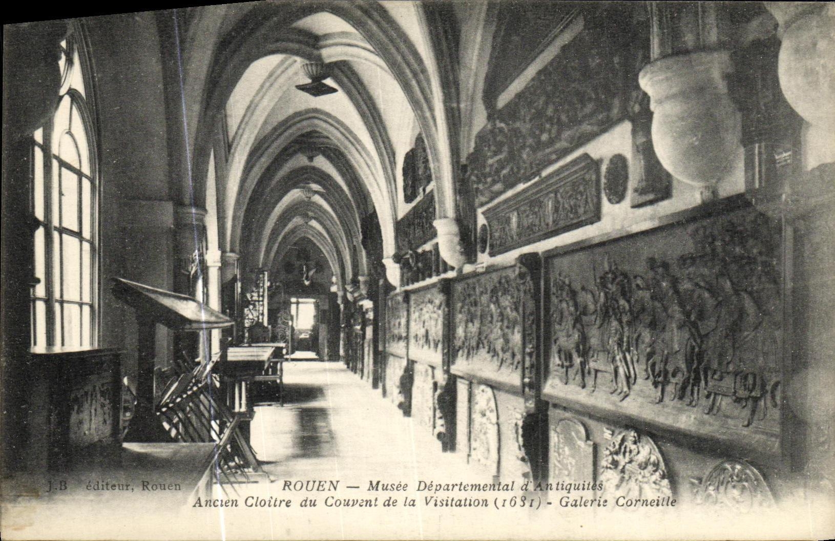 VINTAGE POSTCARD Rouen Departmental Museum D Antiquities Old cloister of the convent of the Visitation Gallery Crow