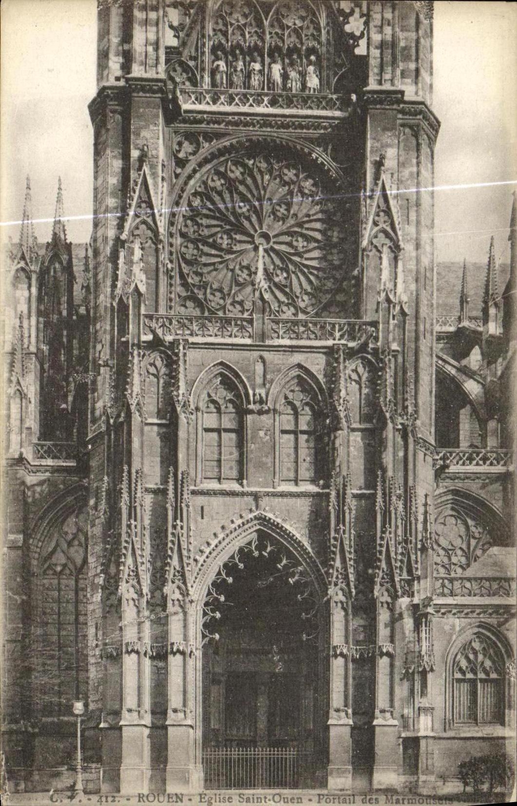 VINTAGE POSTCARD Rouen Church Saint Ouen Gate of Marmousets