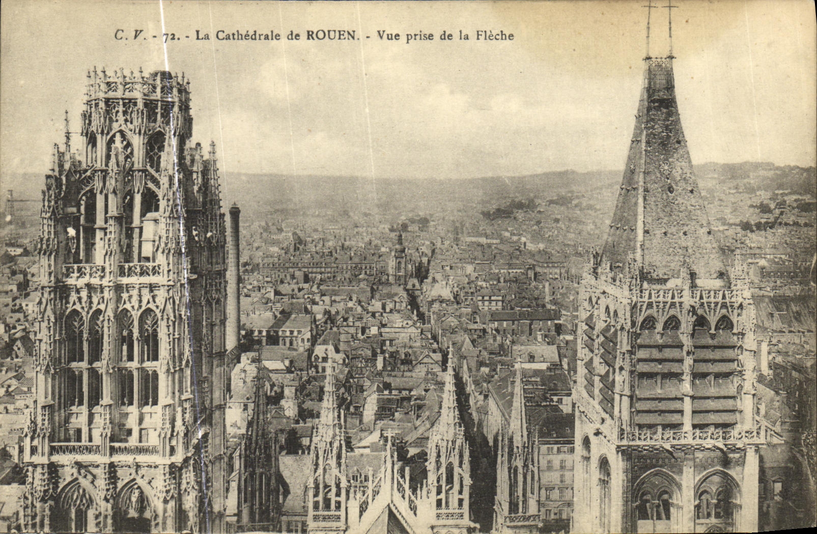 VINTAGE POSTCARD the Cathedral of Rouen Seen from of the Arrow