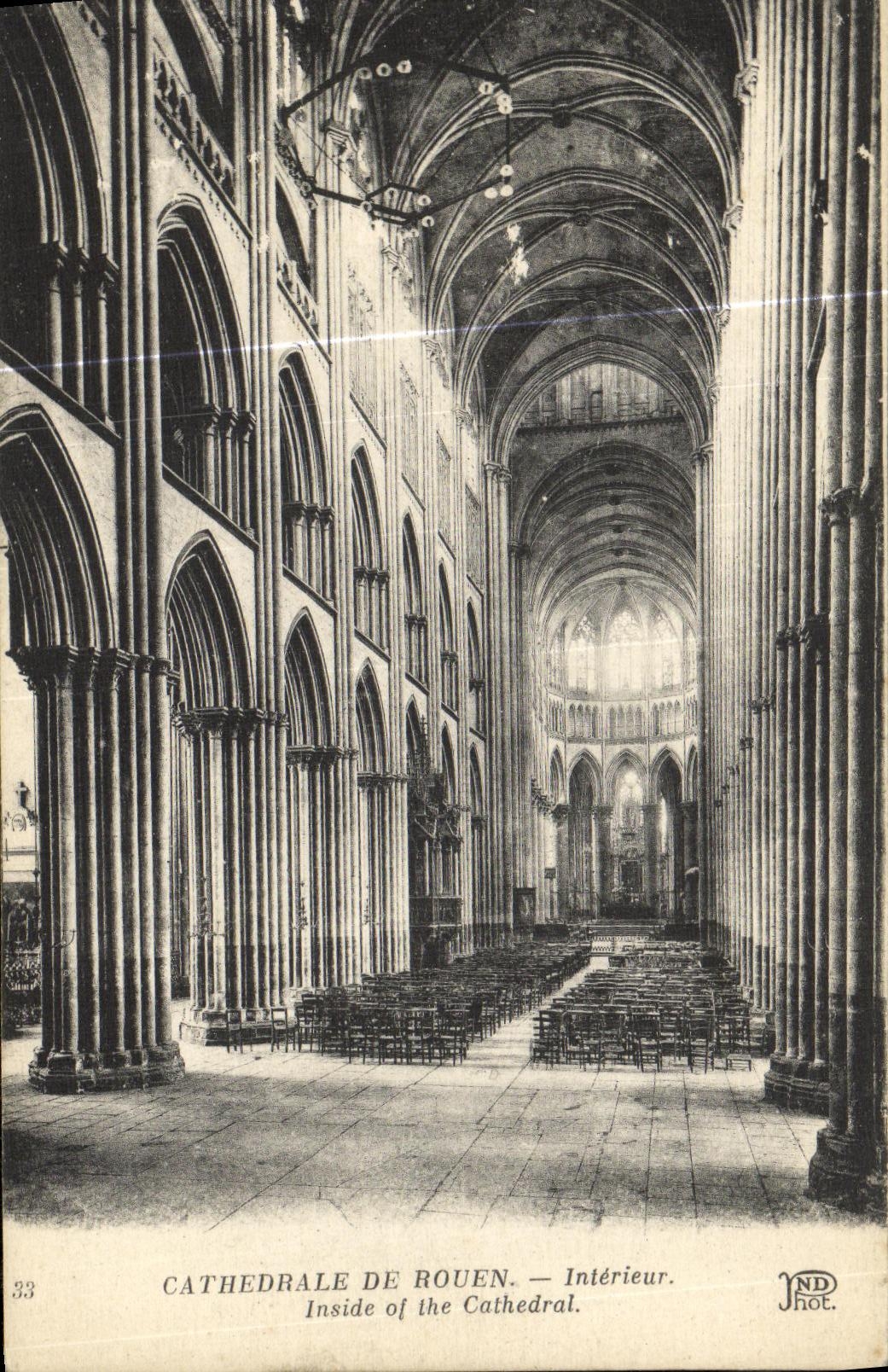 VINTAGE POSTCARD Cathedral of Interior Rouen