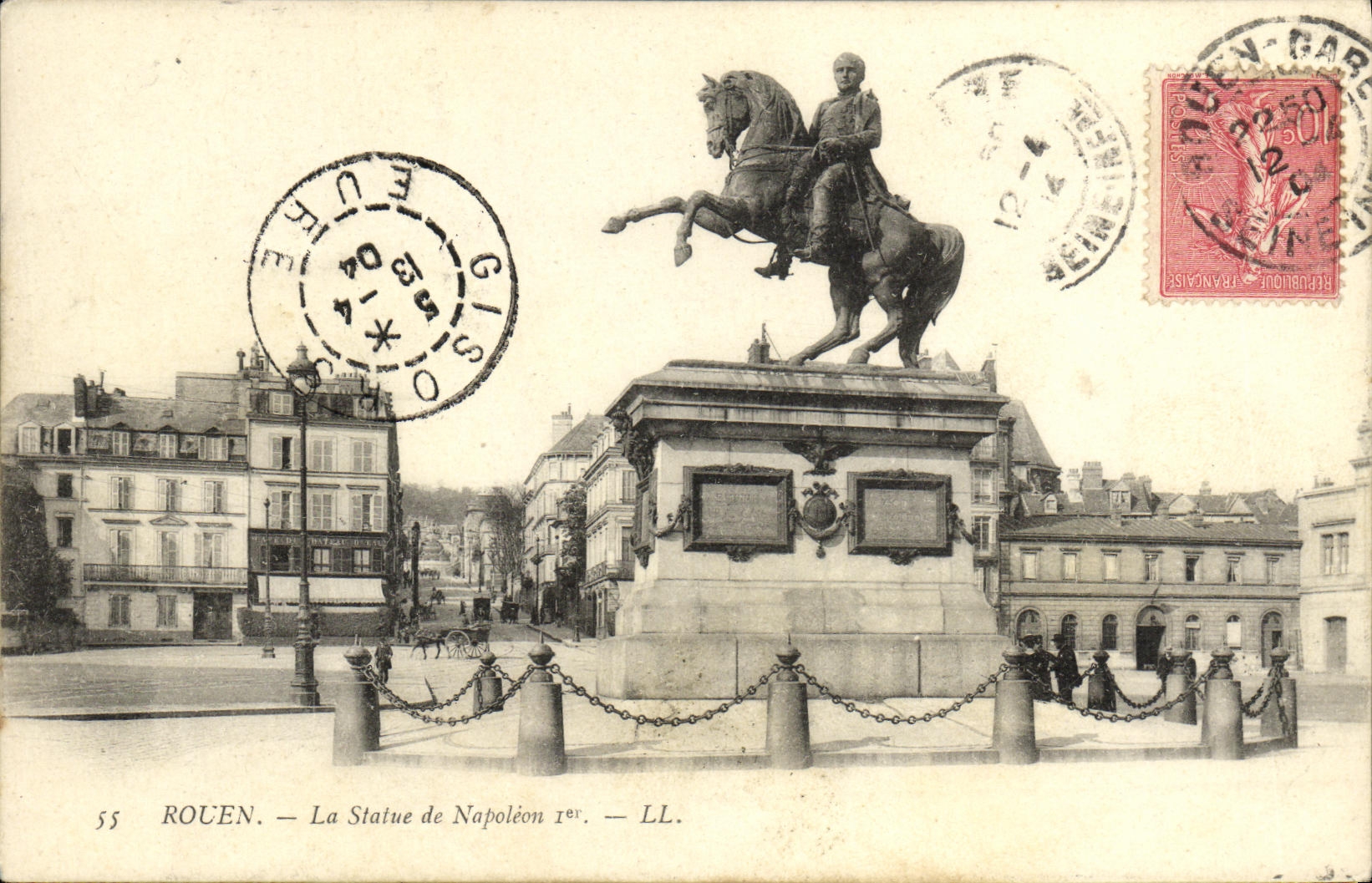 VINTAGE POSTCARD Rouen the Statue of Napoleon 1st