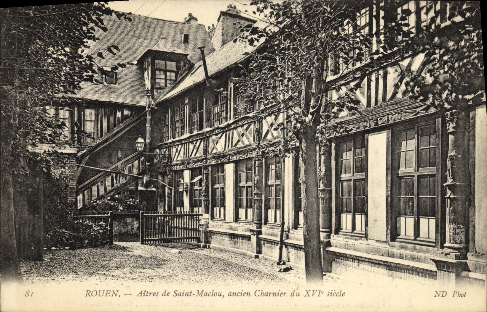 VINTAGE POSTCARD Rouen Aitres De Saint Maclou Old Mass grave of 16th