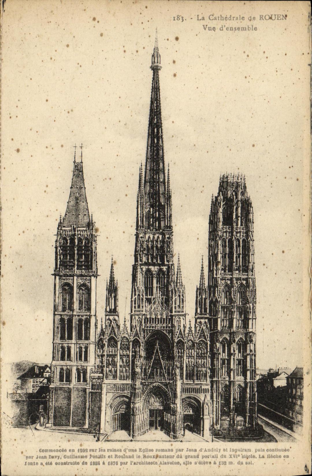 VINTAGE POSTCARD Rouen the Cathedral Seen D together
