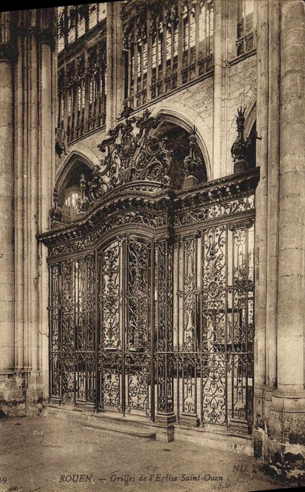 VINTAGE POSTCARD Rouen Grids of L Church Ouen Saint