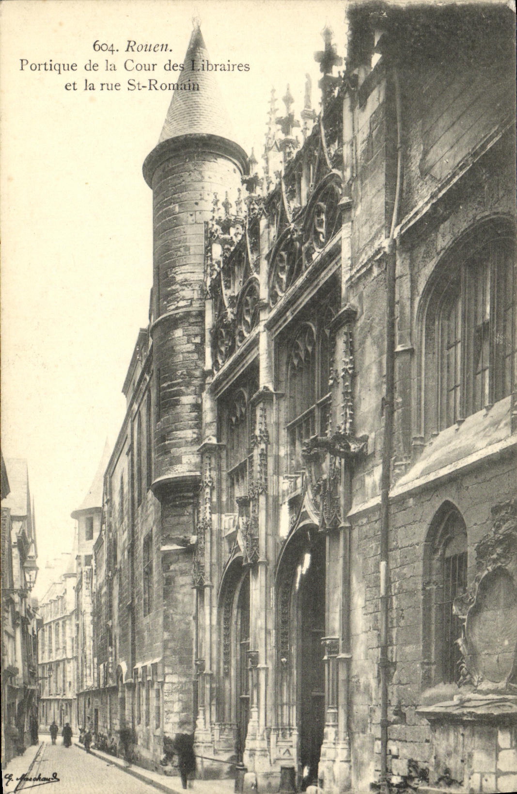 VINTAGE POSTCARD Rouen Gantry of the Court of the Booksellers and the Street St Romain