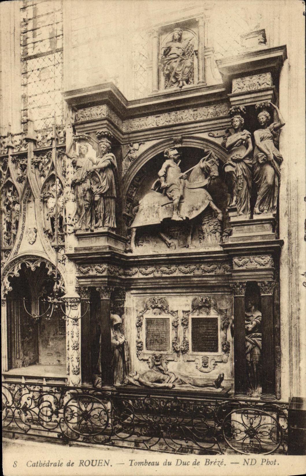VINTAGE POSTCARD Rouen Cathedral Tomb of the duke of Breze