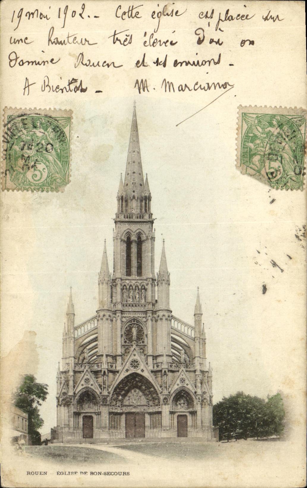 VINTAGE POSTCARD Rouen Church of Bonsecours