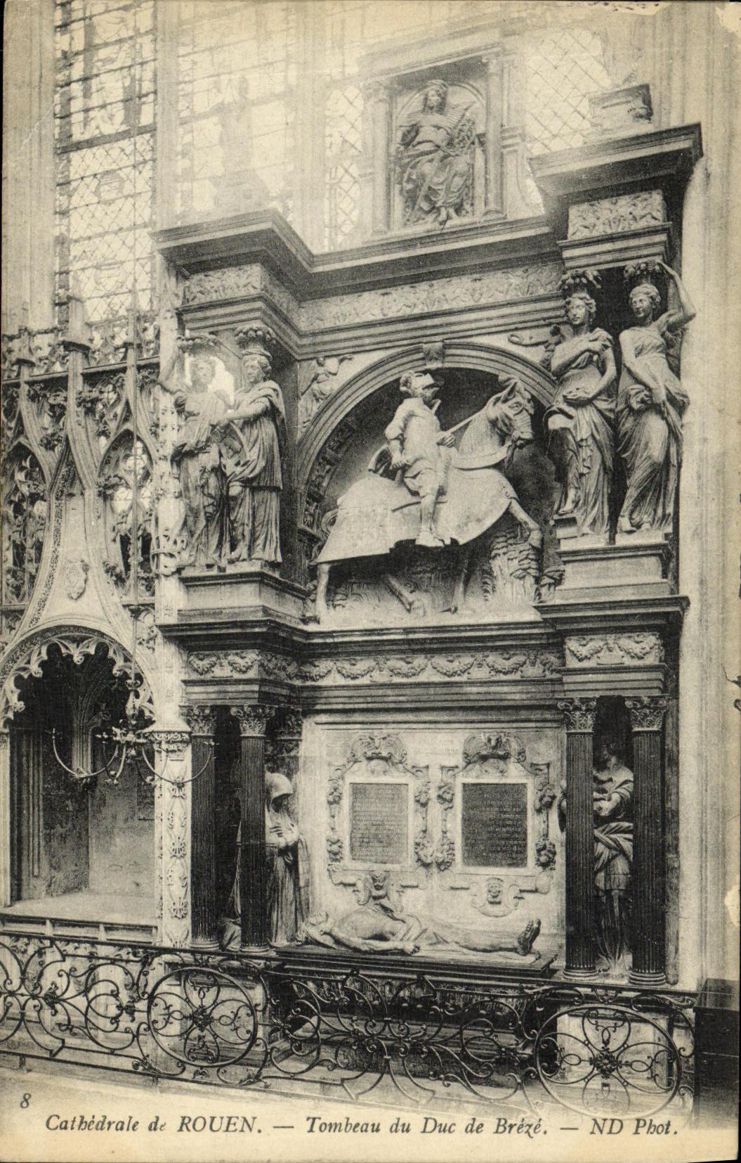 VINTAGE POSTCARD Rouen Cathedral Tomb of the Duke De Breze