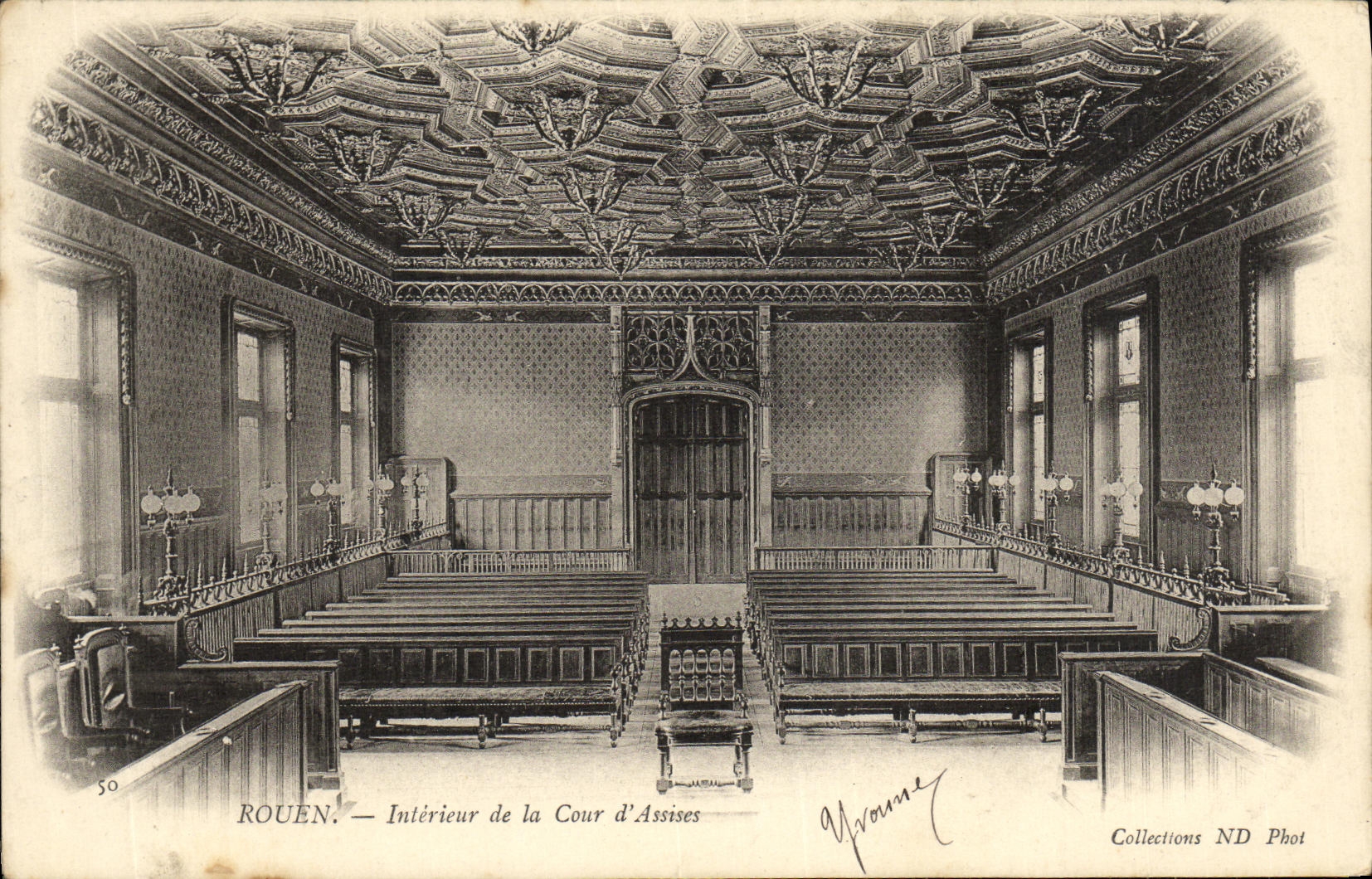 VINTAGE POSTCARD Interior Rouen of the Court D Sitted
