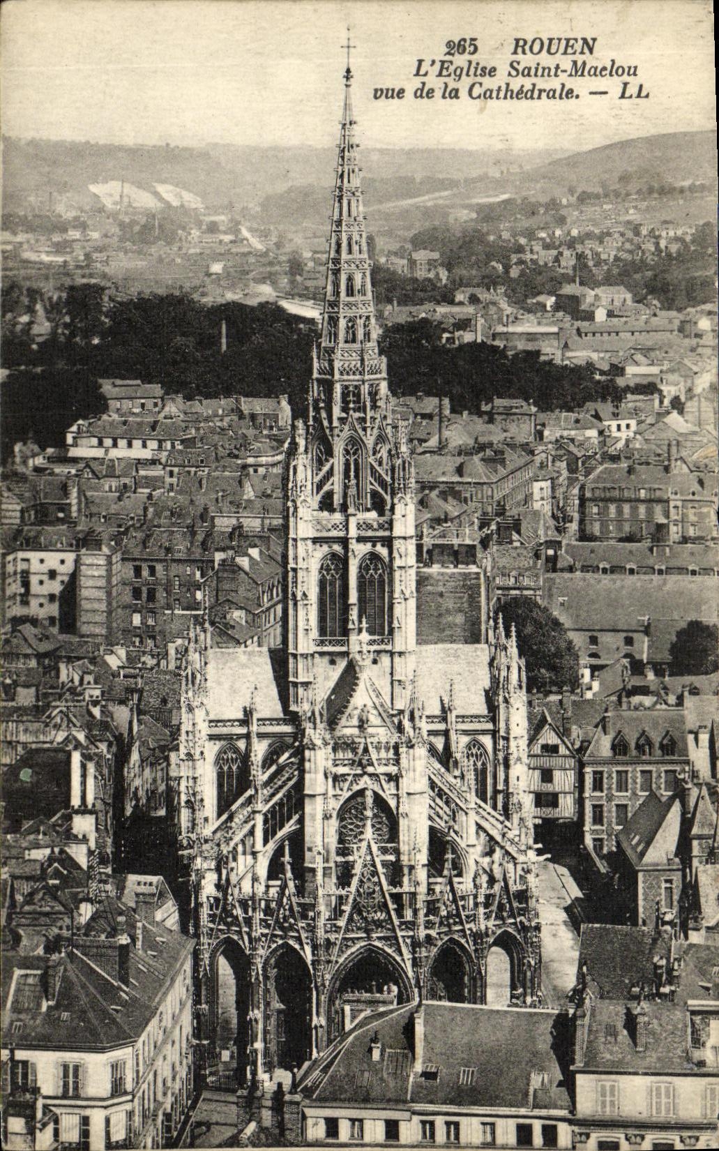 VINTAGE POSTCARD Rouen L Church Holy Maclou Seen Of the Cathedral