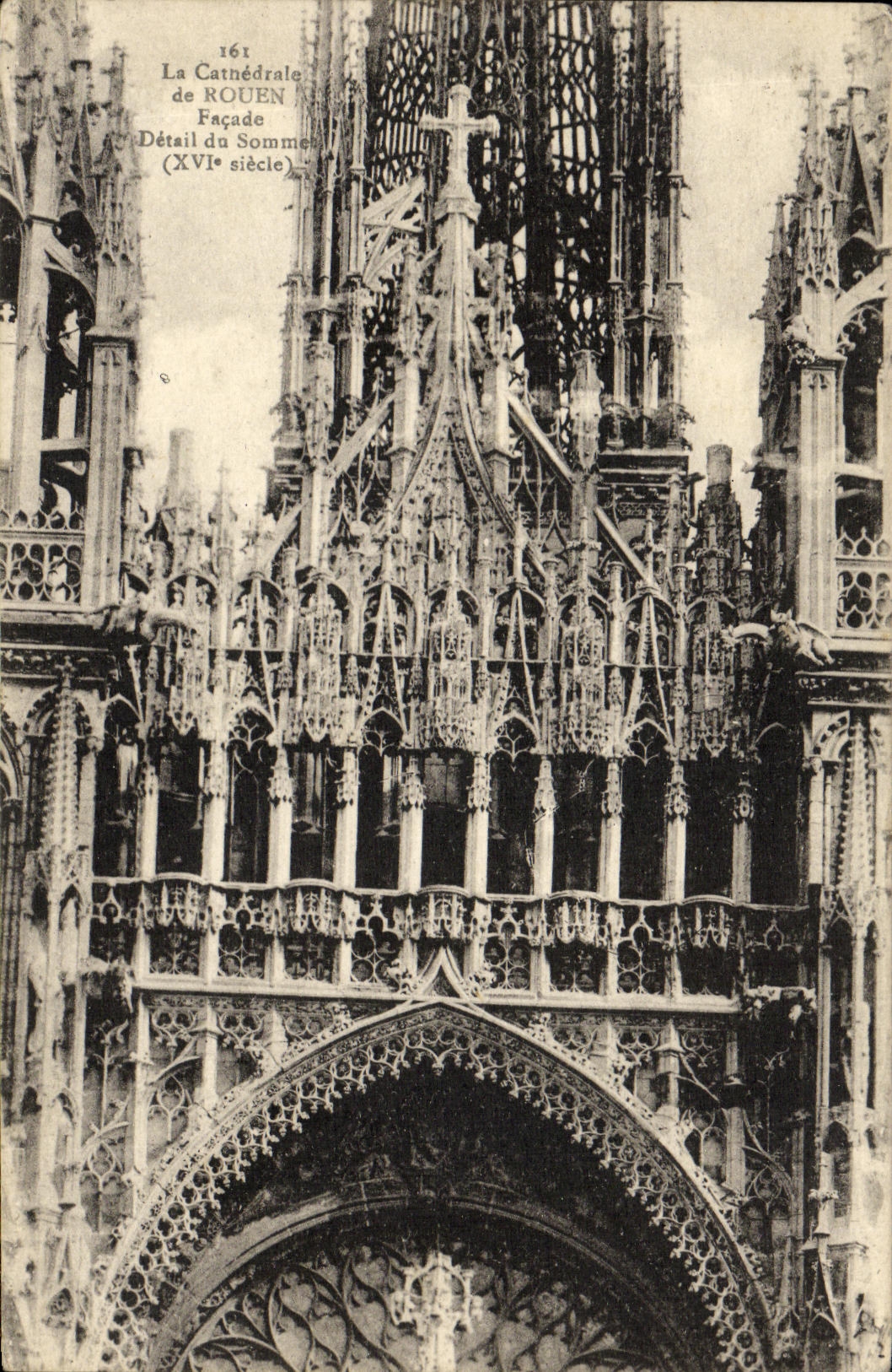 VINTAGE POSTCARD Rouen the Cathedral Frontage Detail of the top