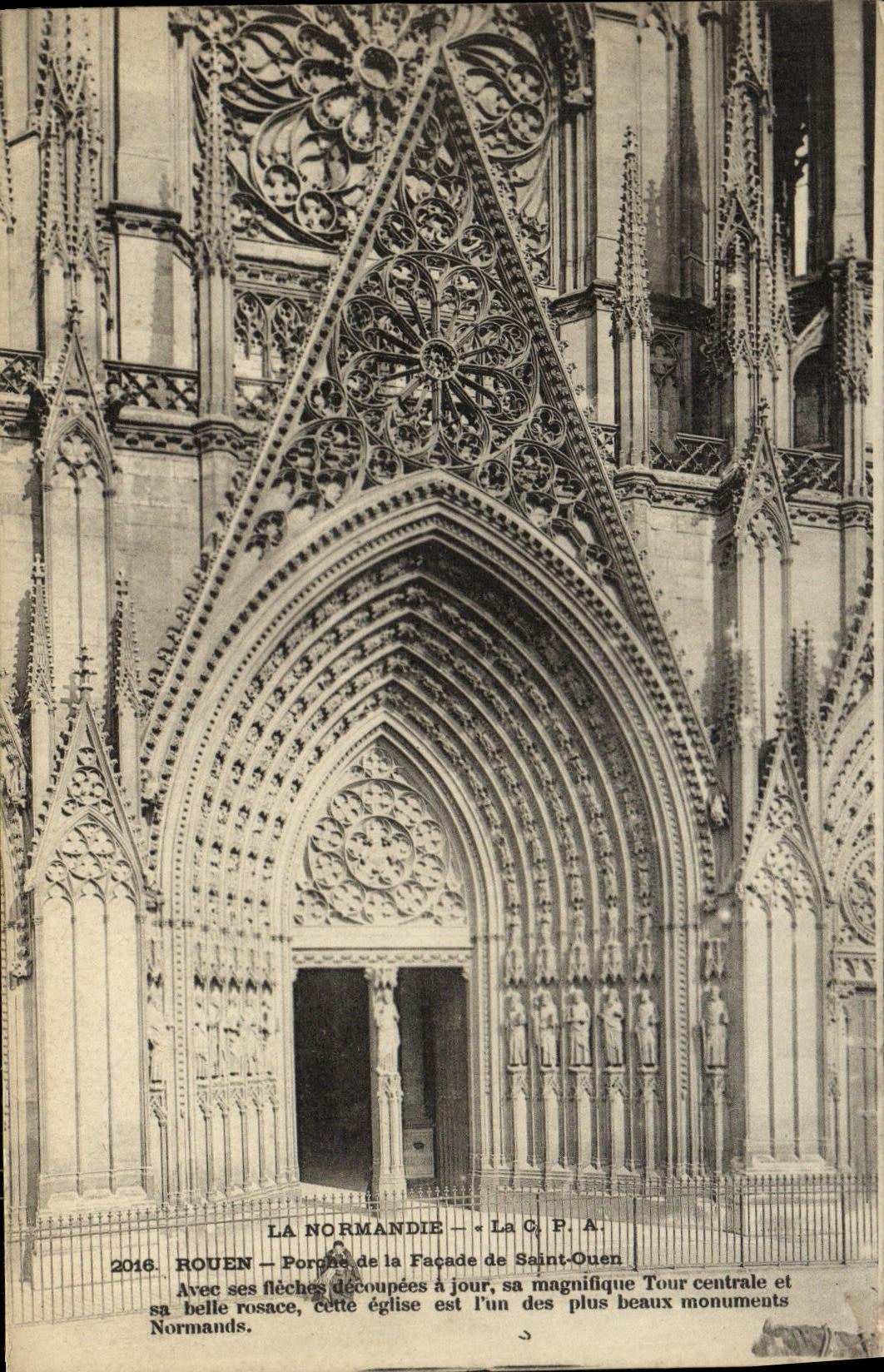 VINTAGE POSTCARD Rouen Porch of the frontage of Ouen Saint