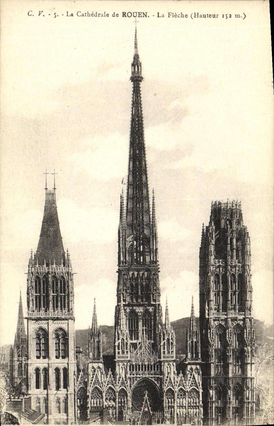 VINTAGE POSTCARD Rouen the Cathedral the Arrow