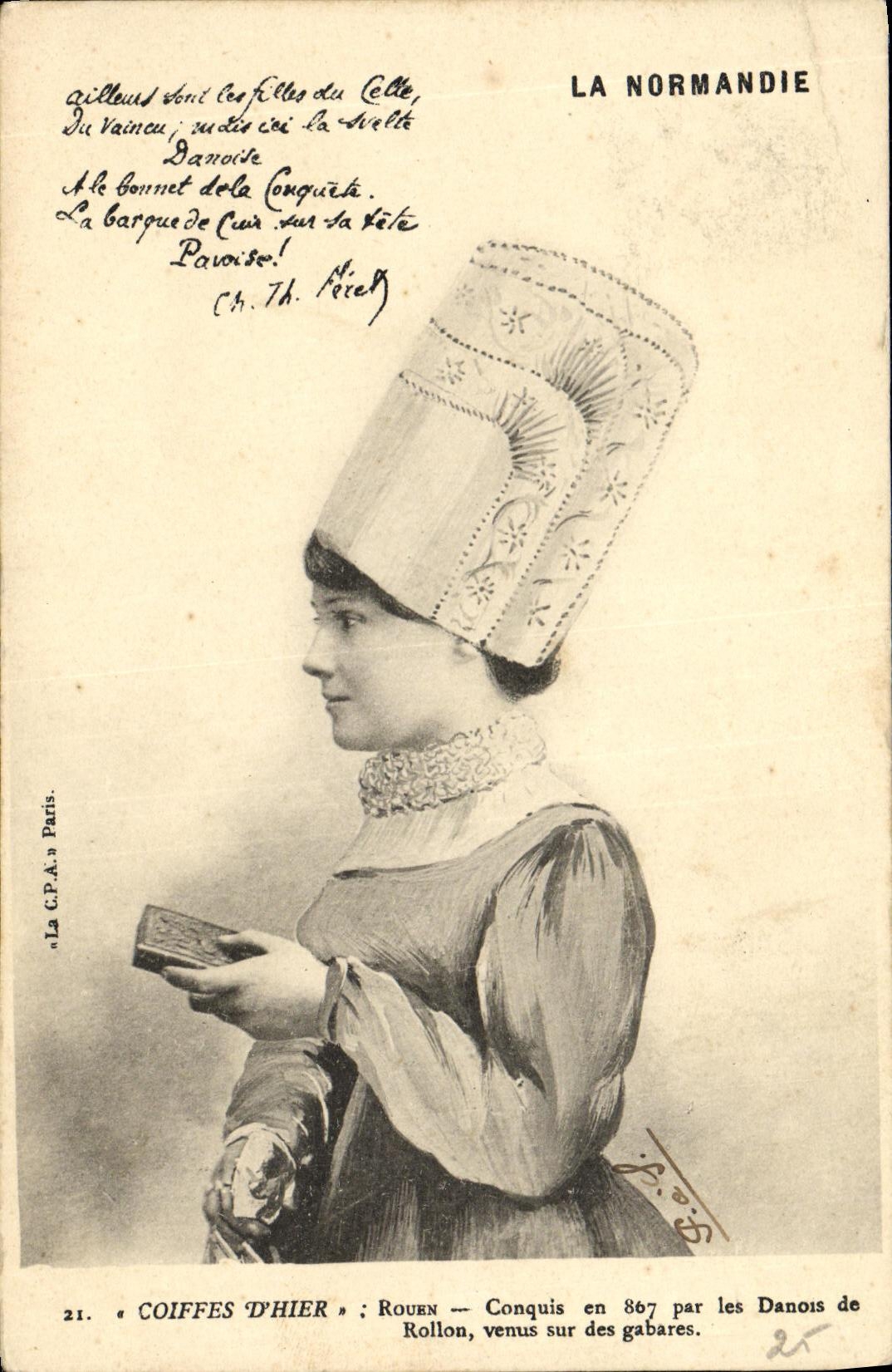 VINTAGE POSTCARD Rouen Caps D yesterday Folklore