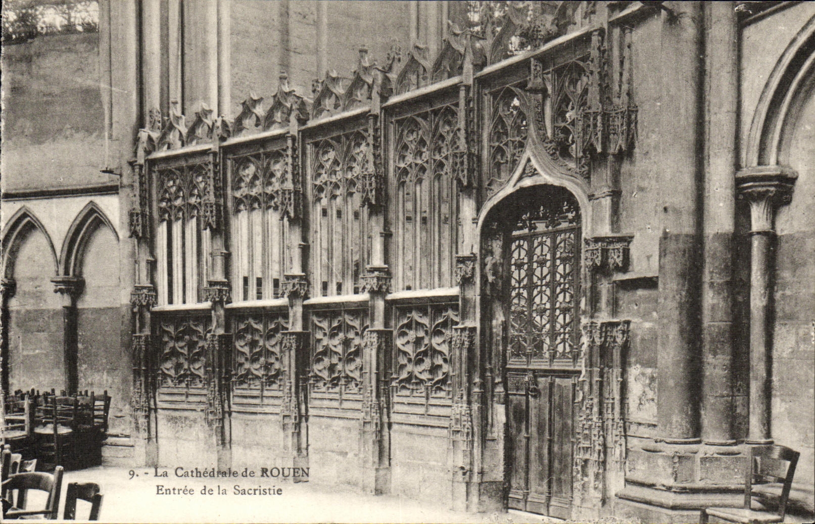VINTAGE POSTCARD Rouen the Entered Cathedral of the Sacristy