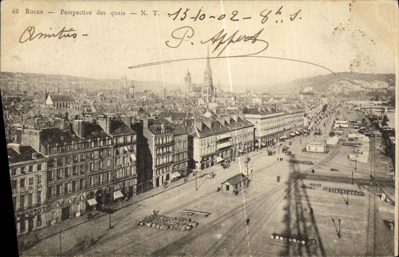 VINTAGE POSTCARD Rouen View of the quays