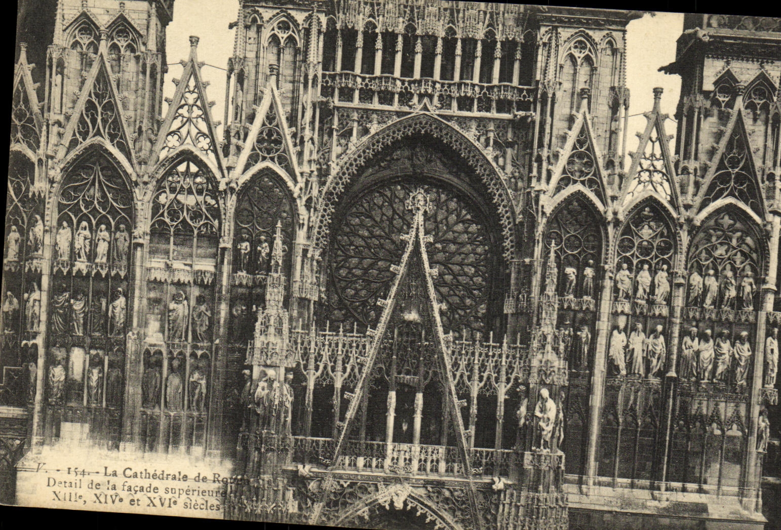 VINTAGE POSTCARD Rouen the Cathedral Detail of the higher frontage
