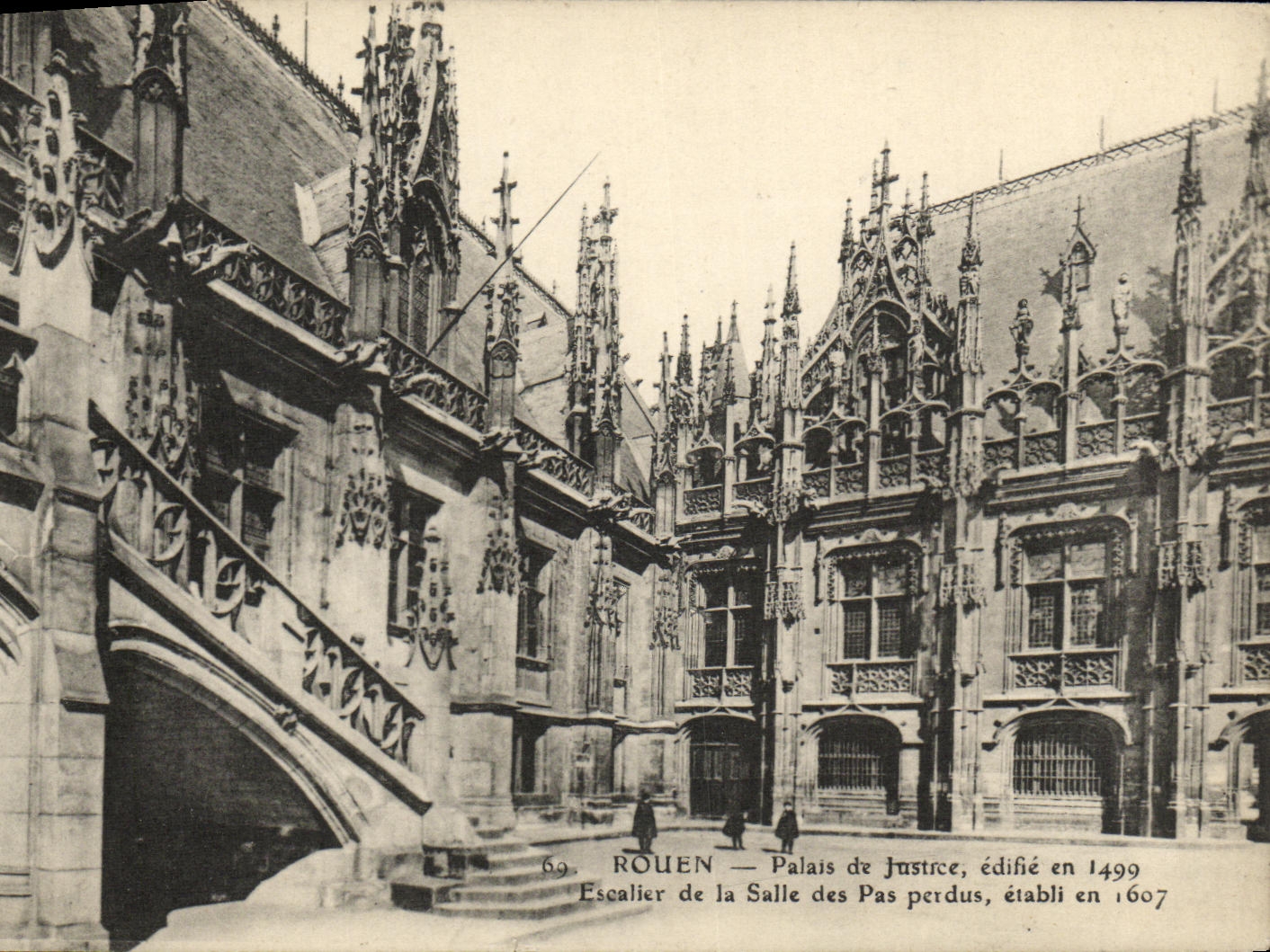 VINTAGE POSTCARD Rouen Law courts Staircase of the room of the lost steps