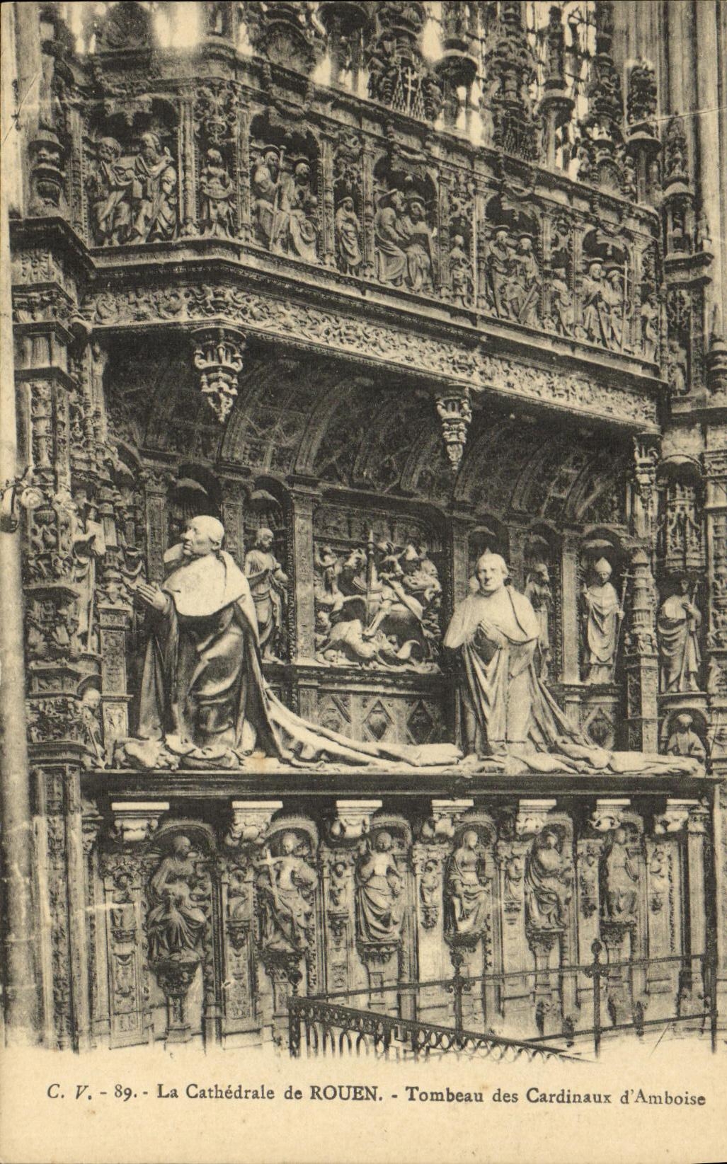 VINTAGE POSTCARD Rouen the Cathedral of Tomb of the Cardinals D Amboise