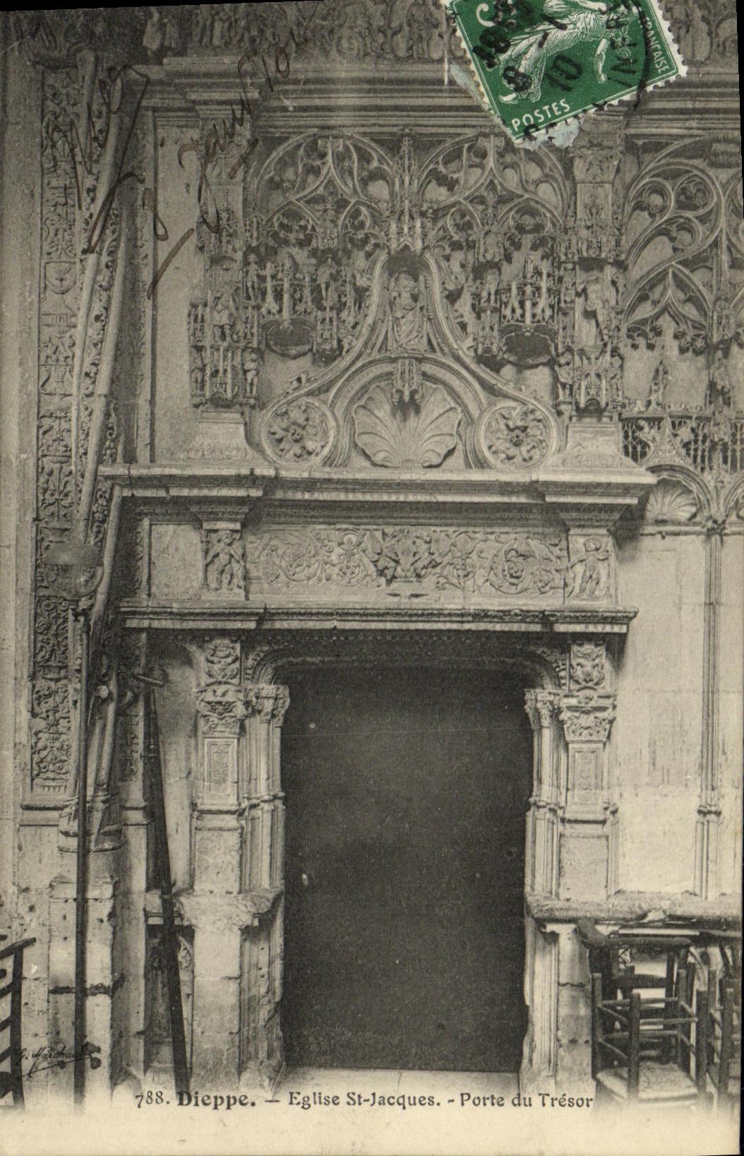 El St Jacques de Dieppe Eglise de la POSTAL de la VENDIMIA lleva Hacienda