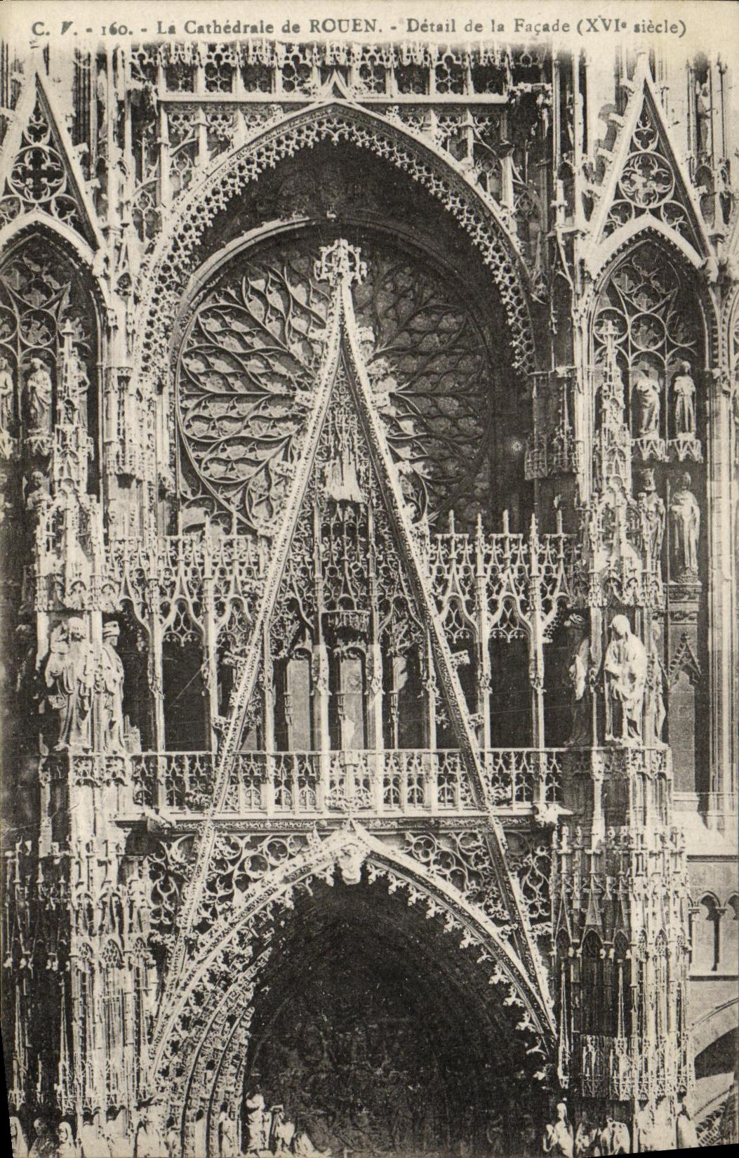 VINTAGE POSTCARD Rouen the Cathedral Detail of the Frontage