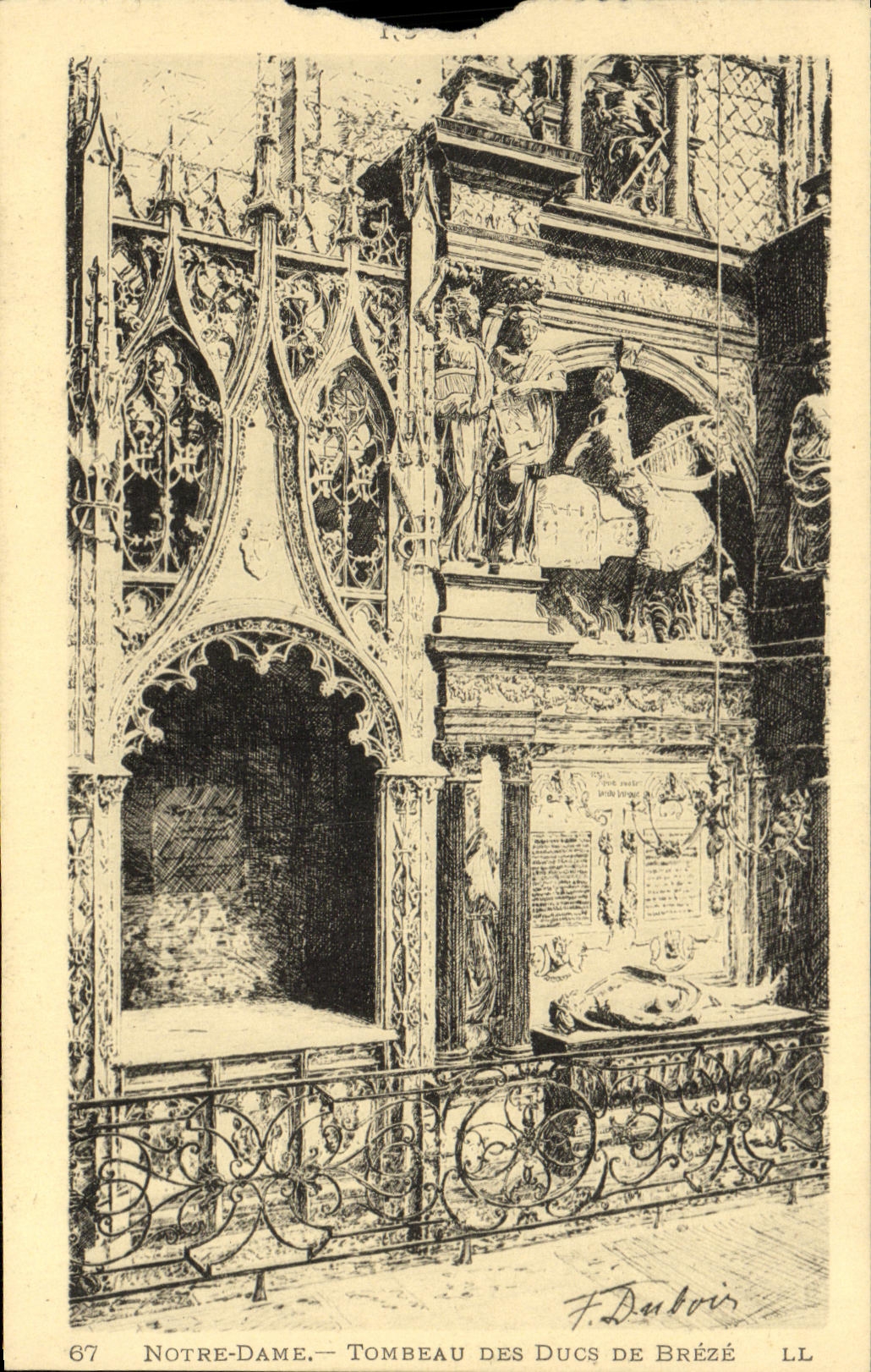 VINTAGE POSTCARD Rouen Tomb of the dukes of Breze