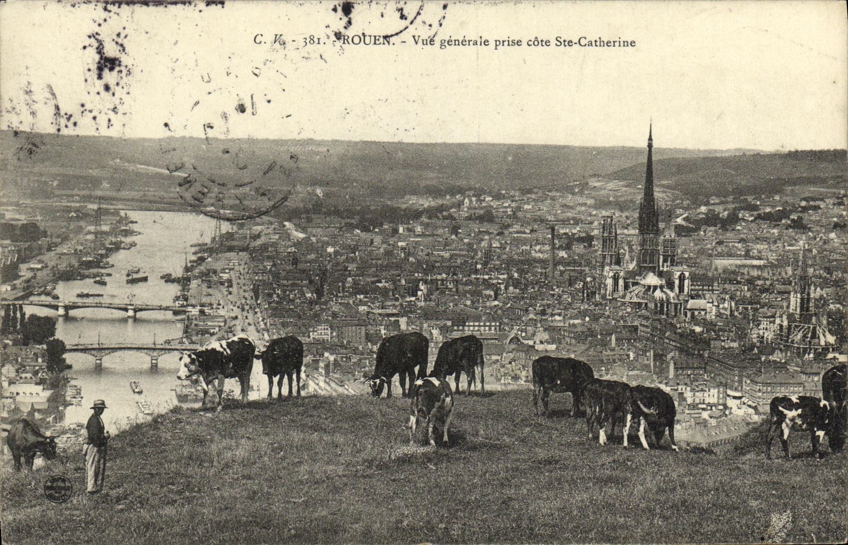 VINTAGE POSTCARD Rouen View Taken Dimension co  Catherine Vaches